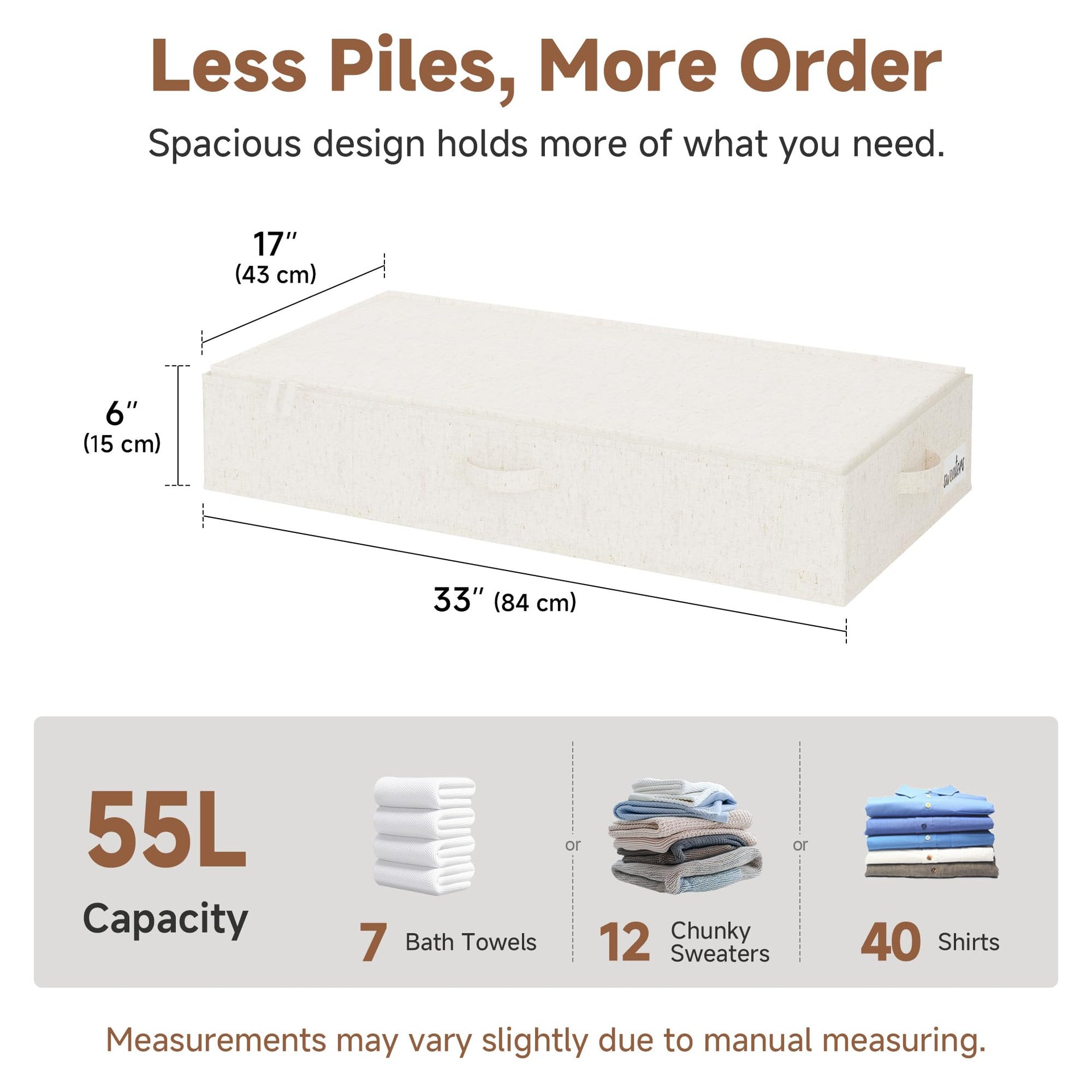 6 Inch Low Profile Under Bed Clothes Storage Bins with Lids (2 Count)