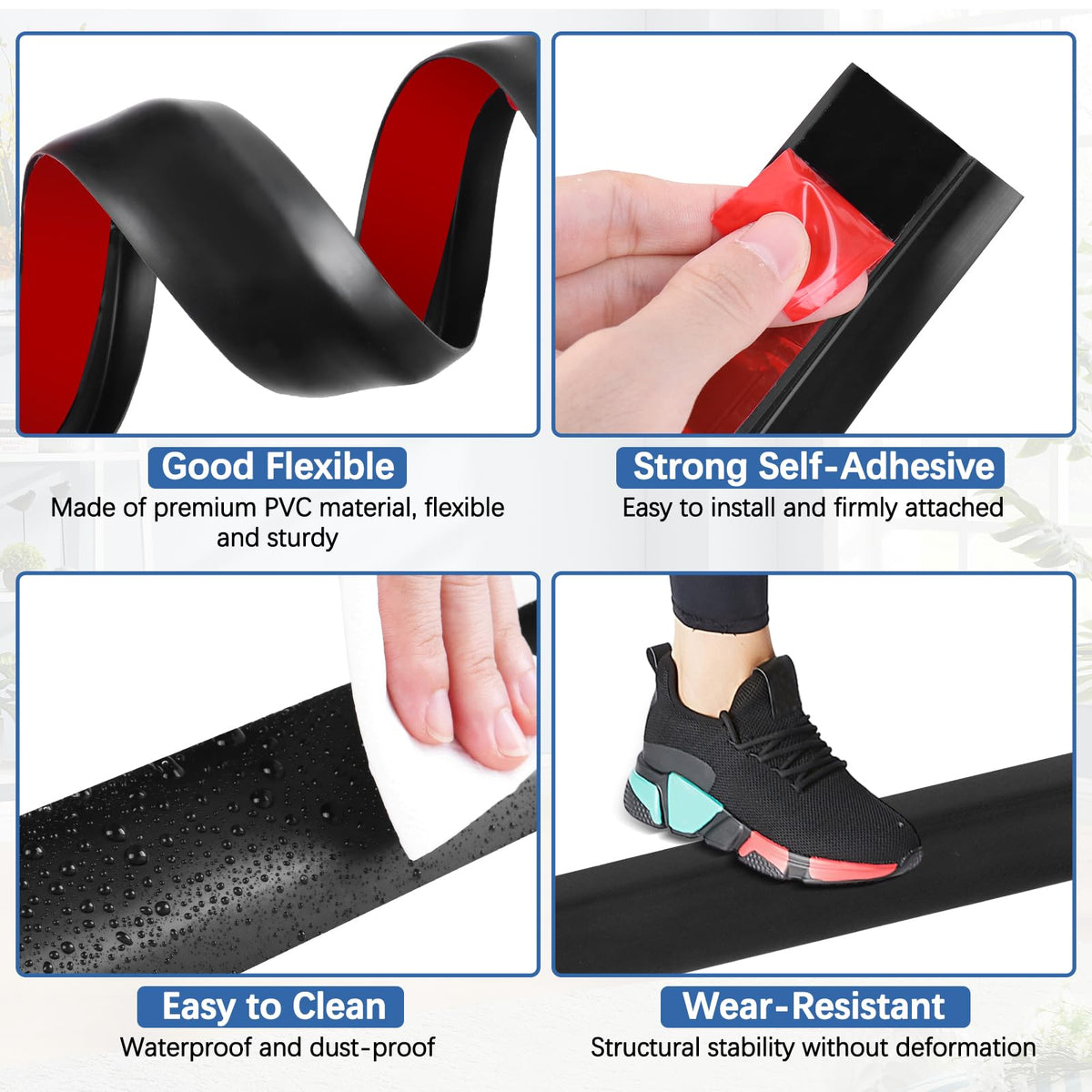Vinyl Door Threshold Flooring Transition Strip Self Adhesive Carpet Edging Strip for Laminate Doorway Edge Threshold from 1