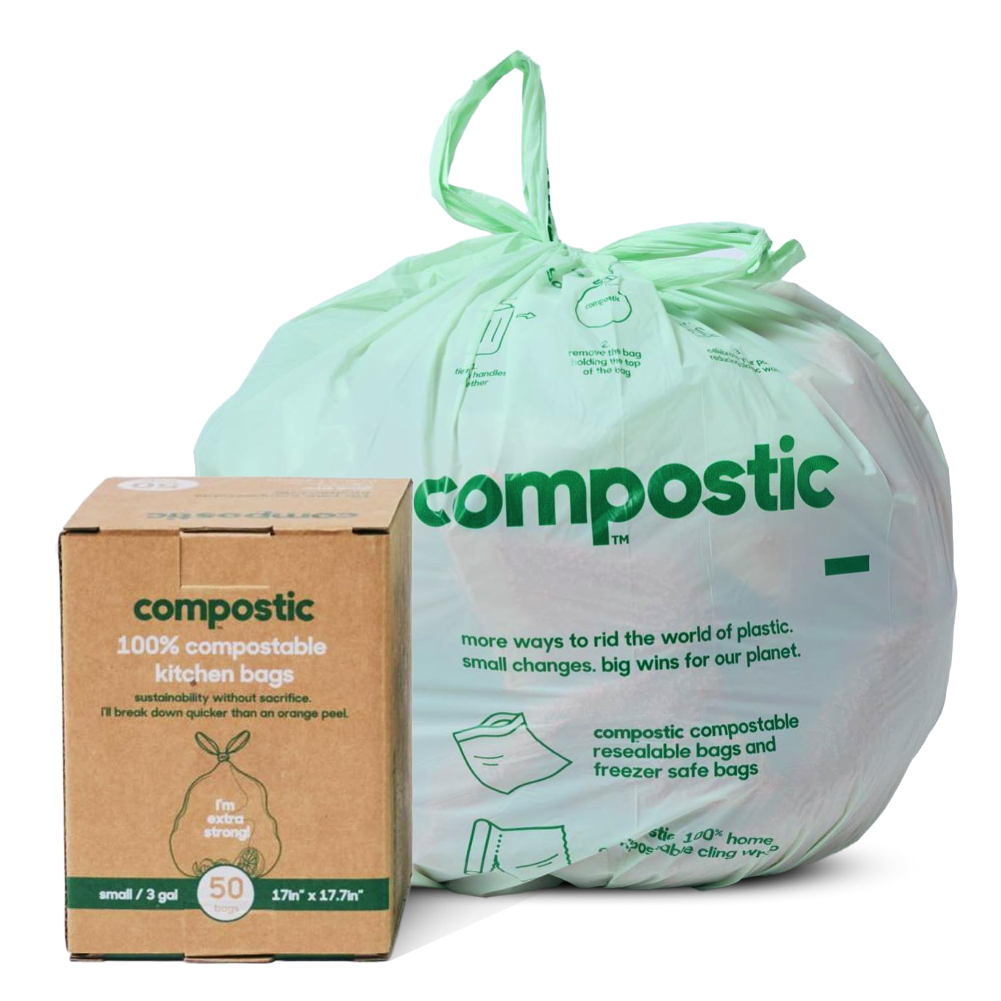Compostable 3 Gallon Bathroom Trash Bags (50 Count)