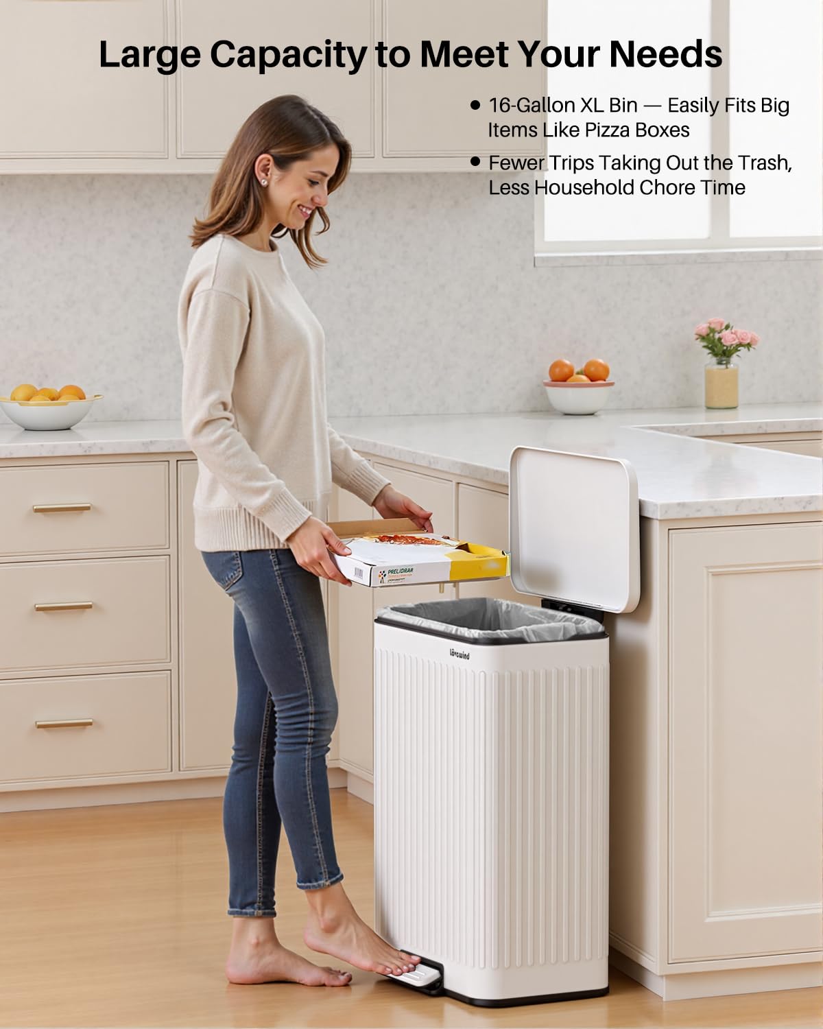60 Liter 16 Gallon Stainless Steel Trash Can with Soft
