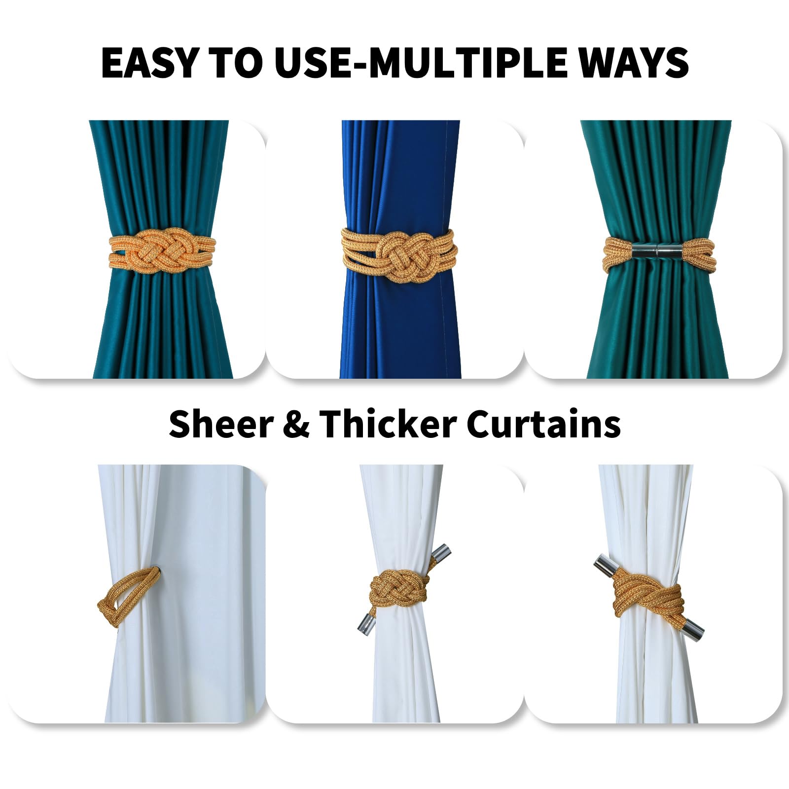 4 Pack Magnetic Curtain Tiebacks (4 Count)