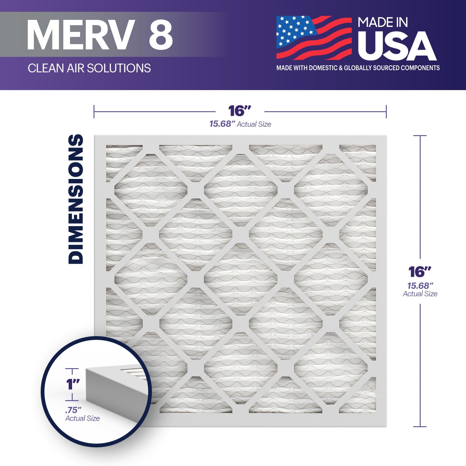 TruFilter 16x16x1 Air Filter MERV 8 (6 Count)