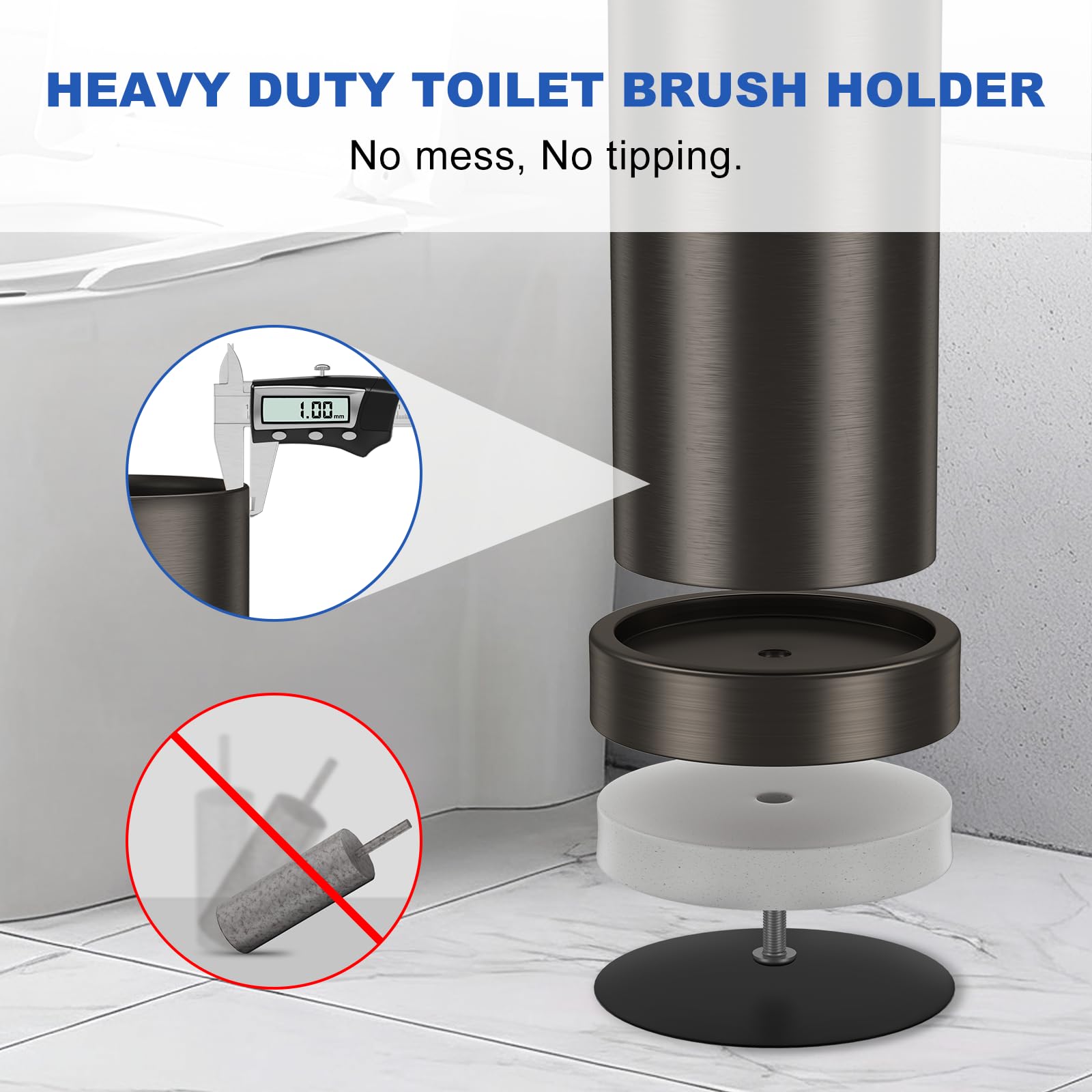 Brushed Nickel Toilet Brush and Holder Set