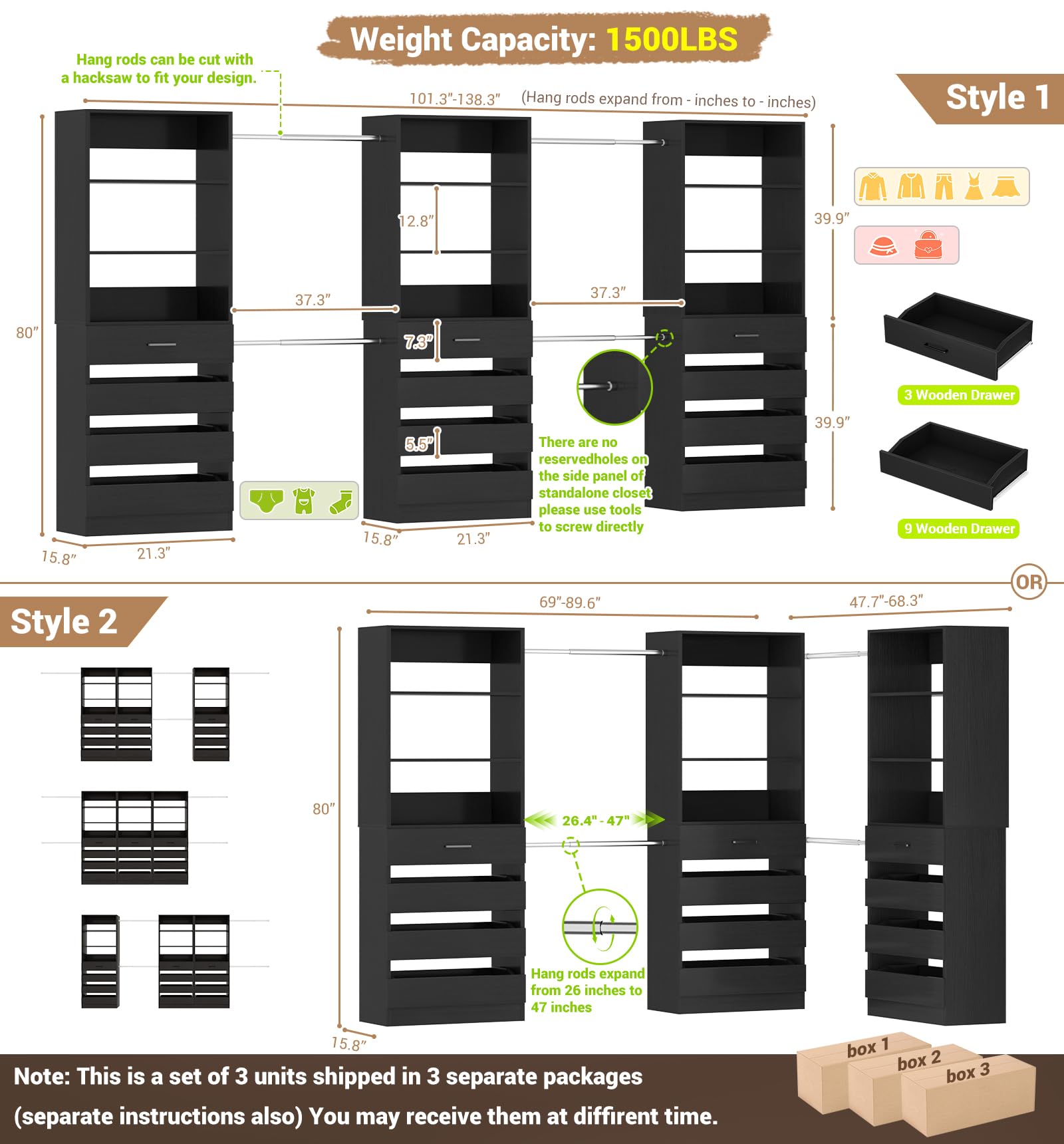 Closet System with 12 Drawers