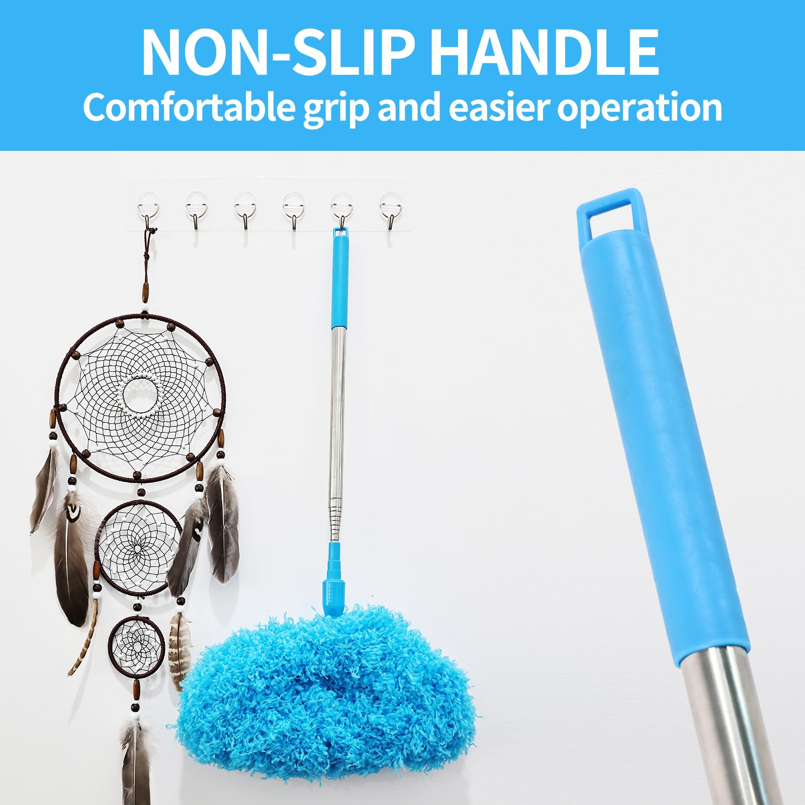 Ceiling Fan Cleaner Duster Reusable Microfiber Removable Extendable Duster with 95" Telescoping Pole for Cleaning Walls Furniture Door Window Top