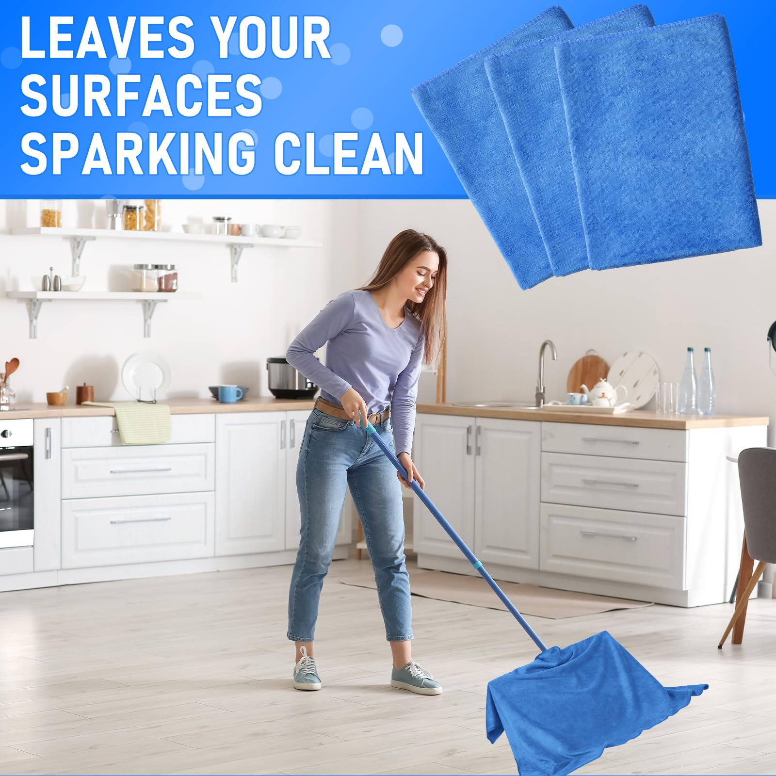 3 Pcs Extra Large Microfiber Cleaning Cloth 30" x 20" Washable Reusable Microfiber Towel Streak Free Lint Free Cloth for Cleaning Home Glass Office Window Bathrooms (3 Count)