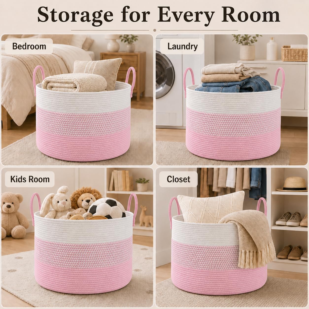 115L Extra Large Blanket Basket for Living Room