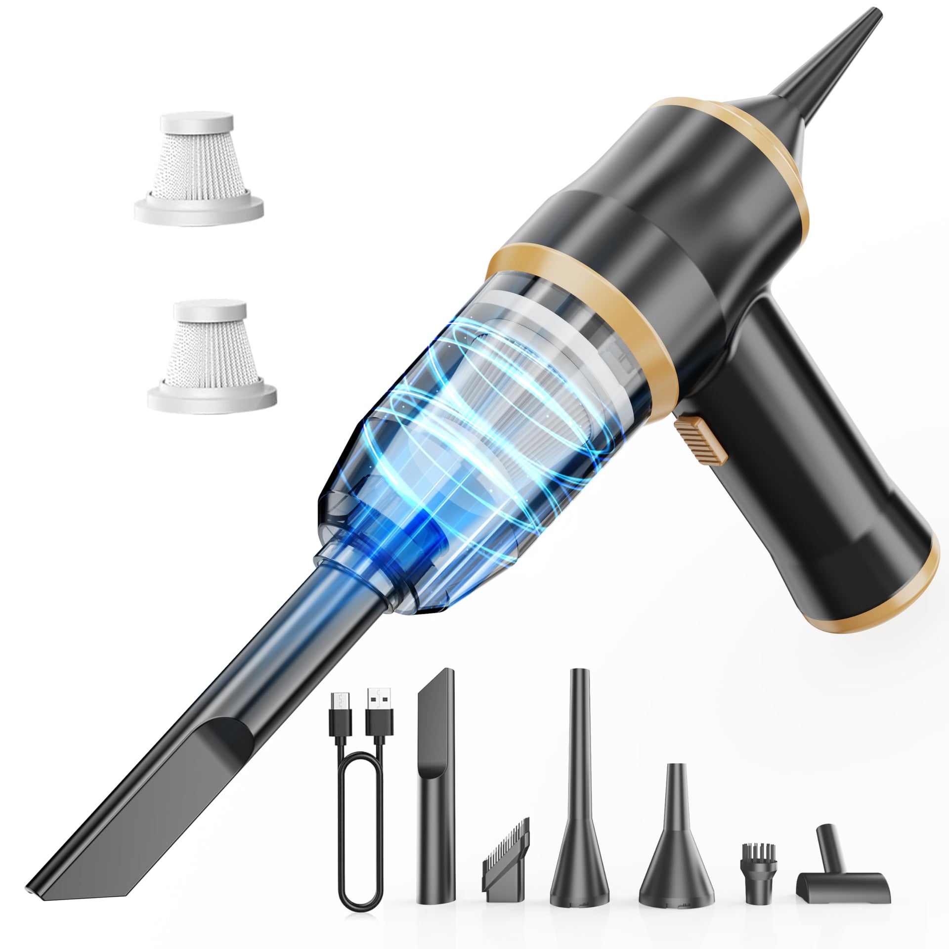 Mini Car Vacuum 15000Pa Portable Cordless Handheld Vacuum Cleaner and Air Duster with 2 Filter for Car