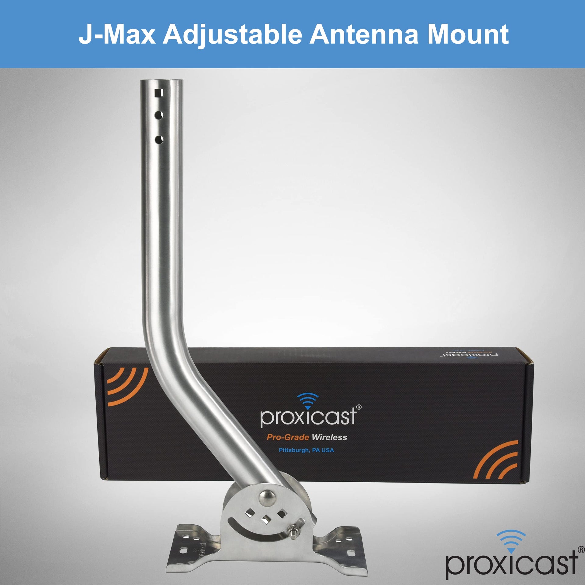 J-Max Pivot/Lock Antenna Mount Pole, Stainless Steel, 1.5"x36"