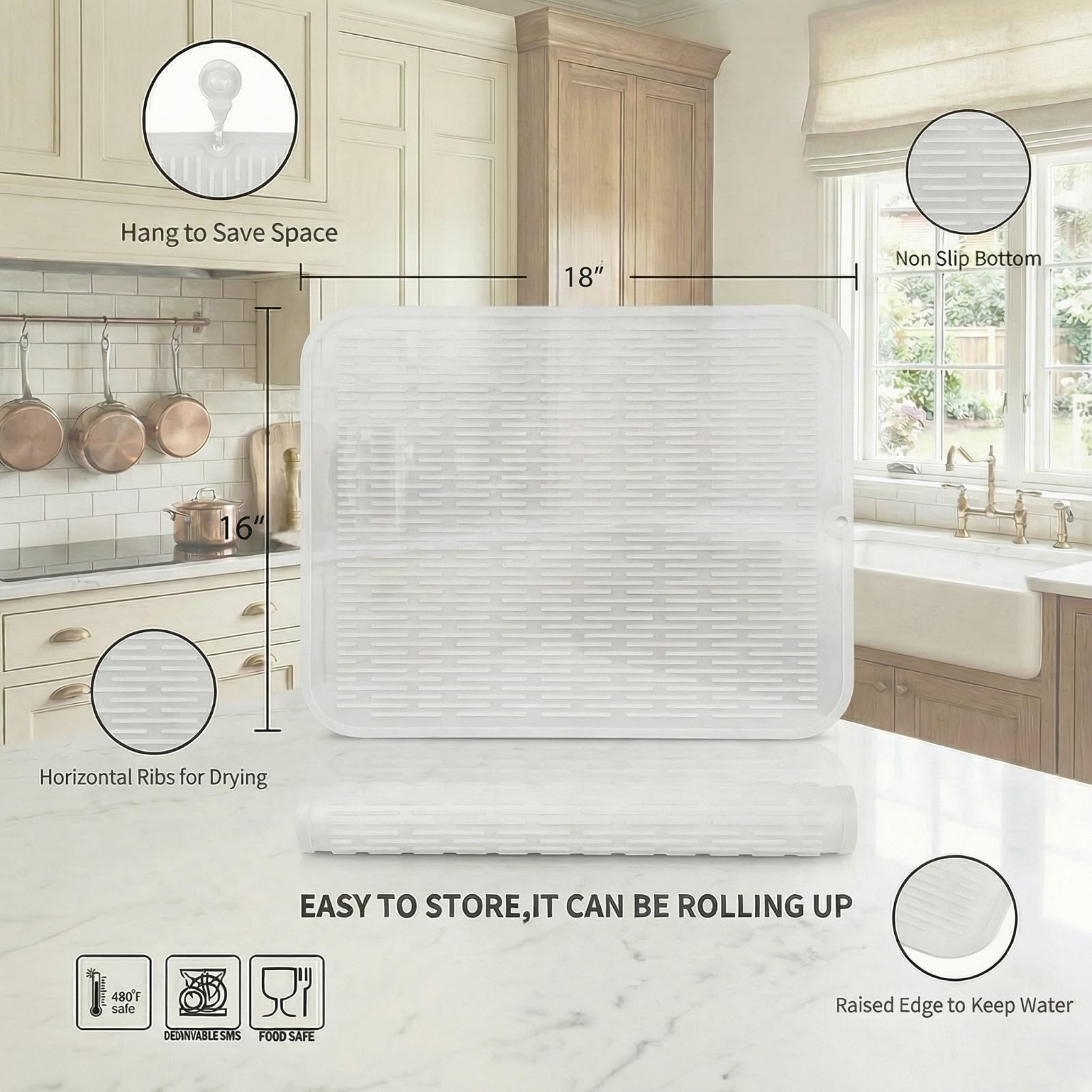 Silicone Dish Drying Mat for Multiple Usage
