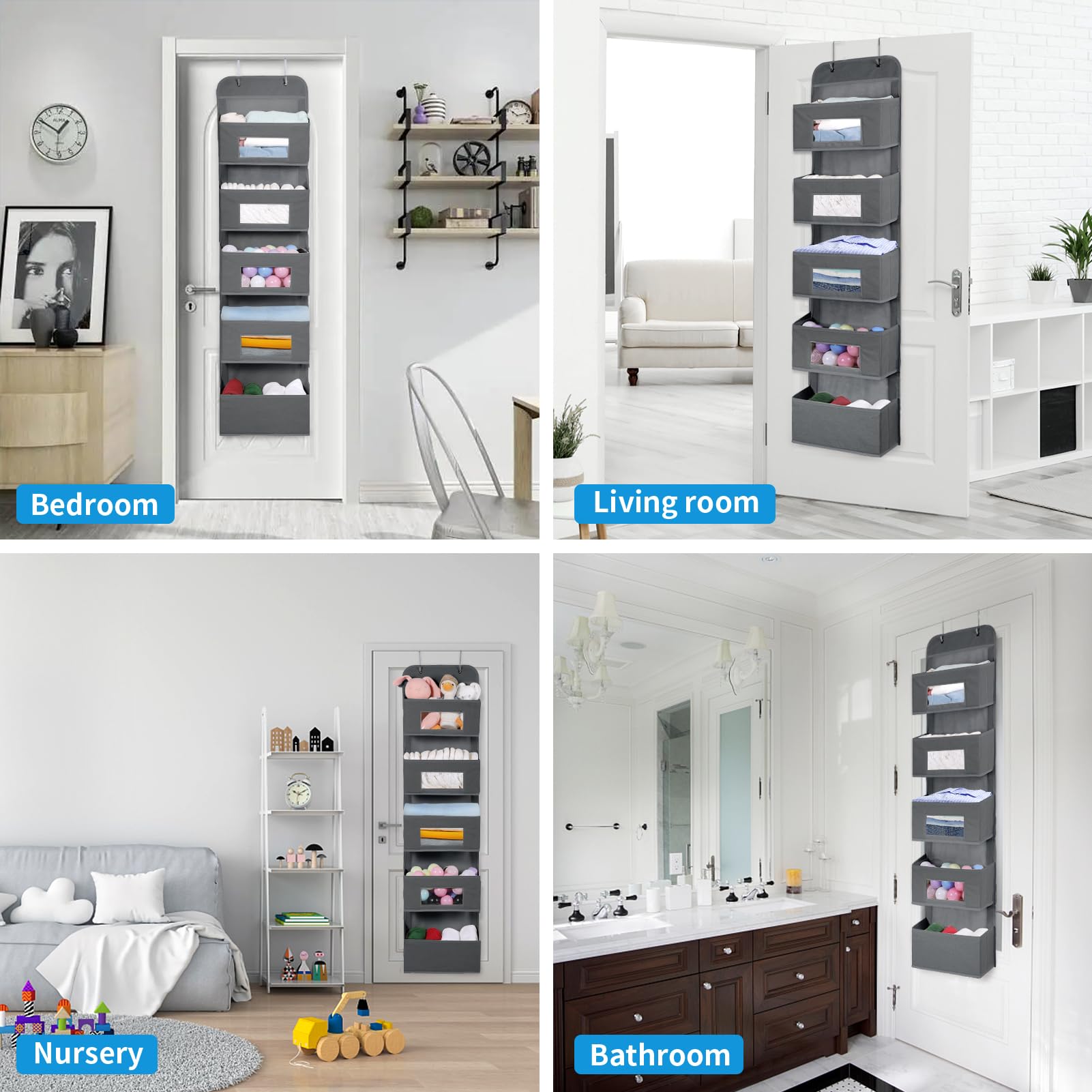 5 Shelf Over The Door Hanging Organizer with 2 Metal Hooks