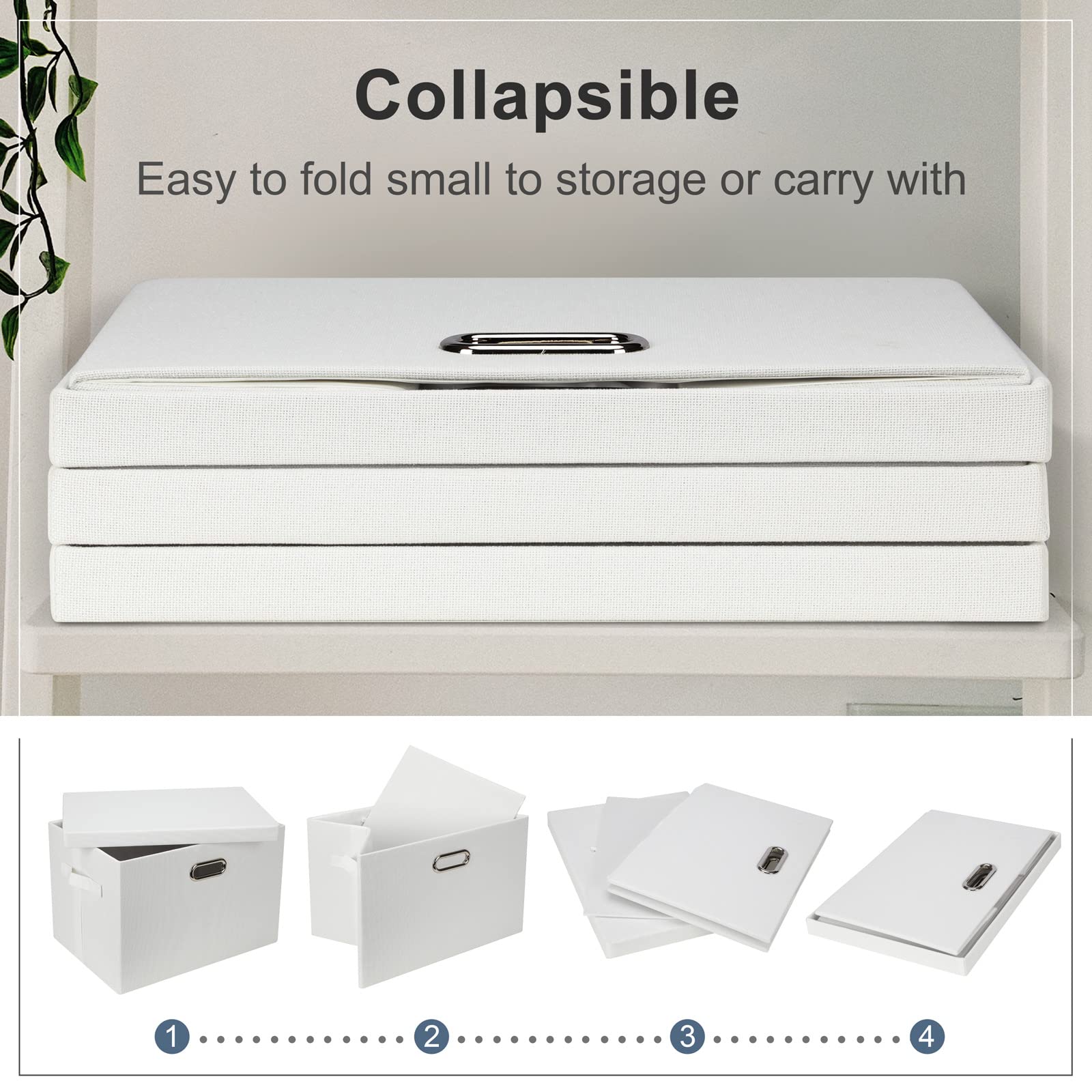 Large 17" 36 Quart Collapsible Stackable Storage Bins with Lids