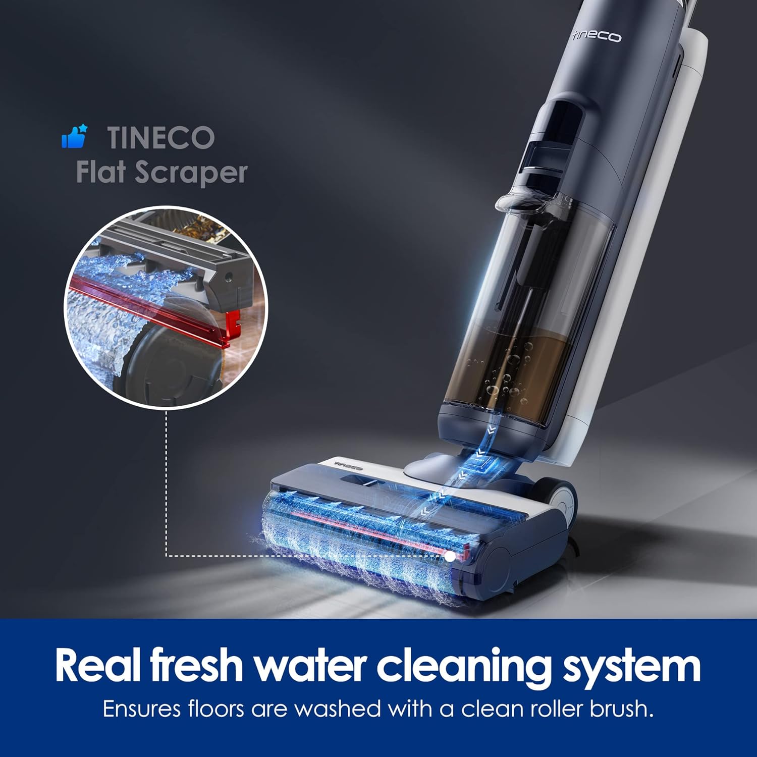 Tineco Floor ONE S5 Smart Cordless Wet Dry Vacuum Cleaner and Mop for Hard Floors, Digital Display, Long Run Time, Great for Sticky Messes and Pet Hair, Space-Saving Design, Blue - ModHome Supplies