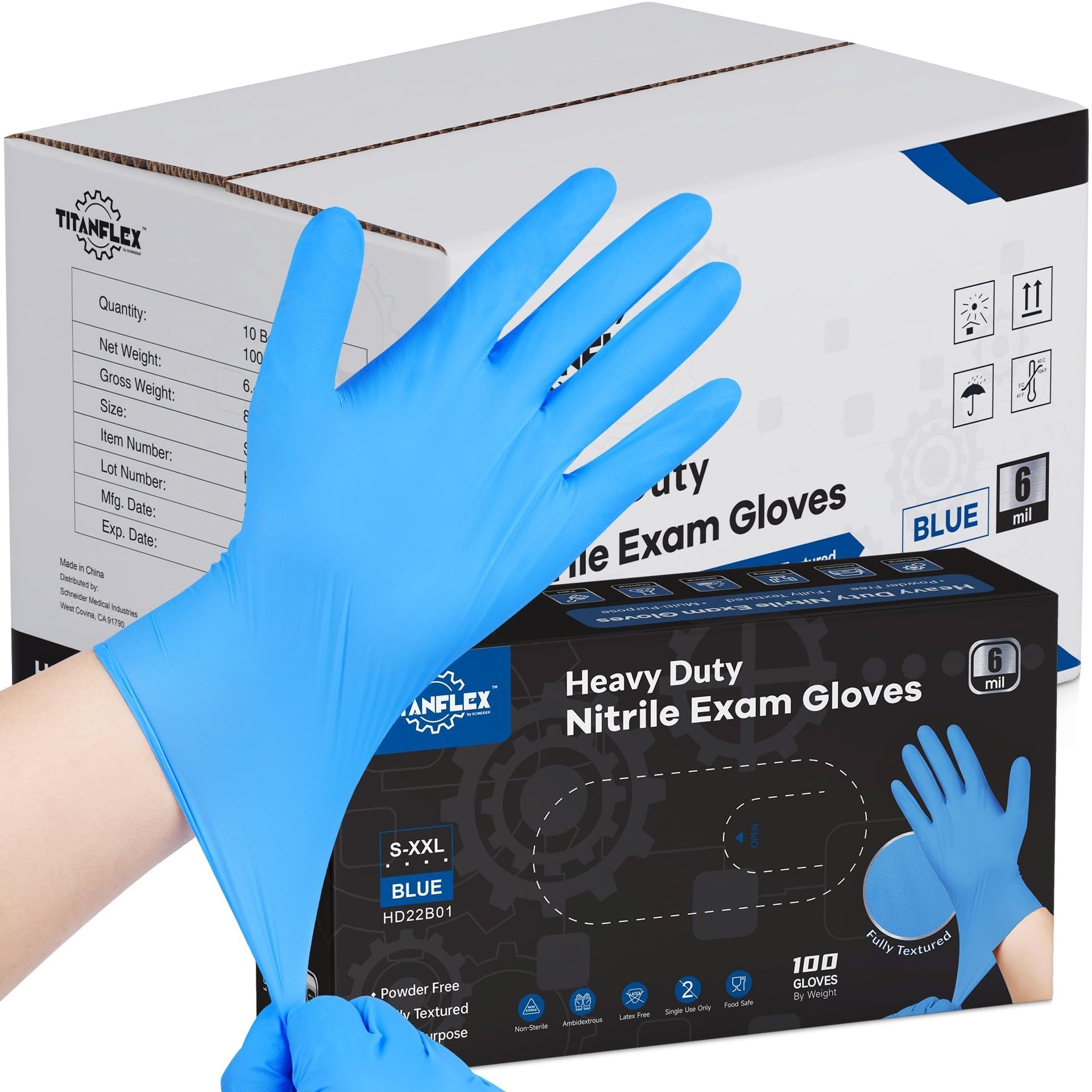 Heavy Duty Blue Disposable Nitrile Gloves (1000 Count)