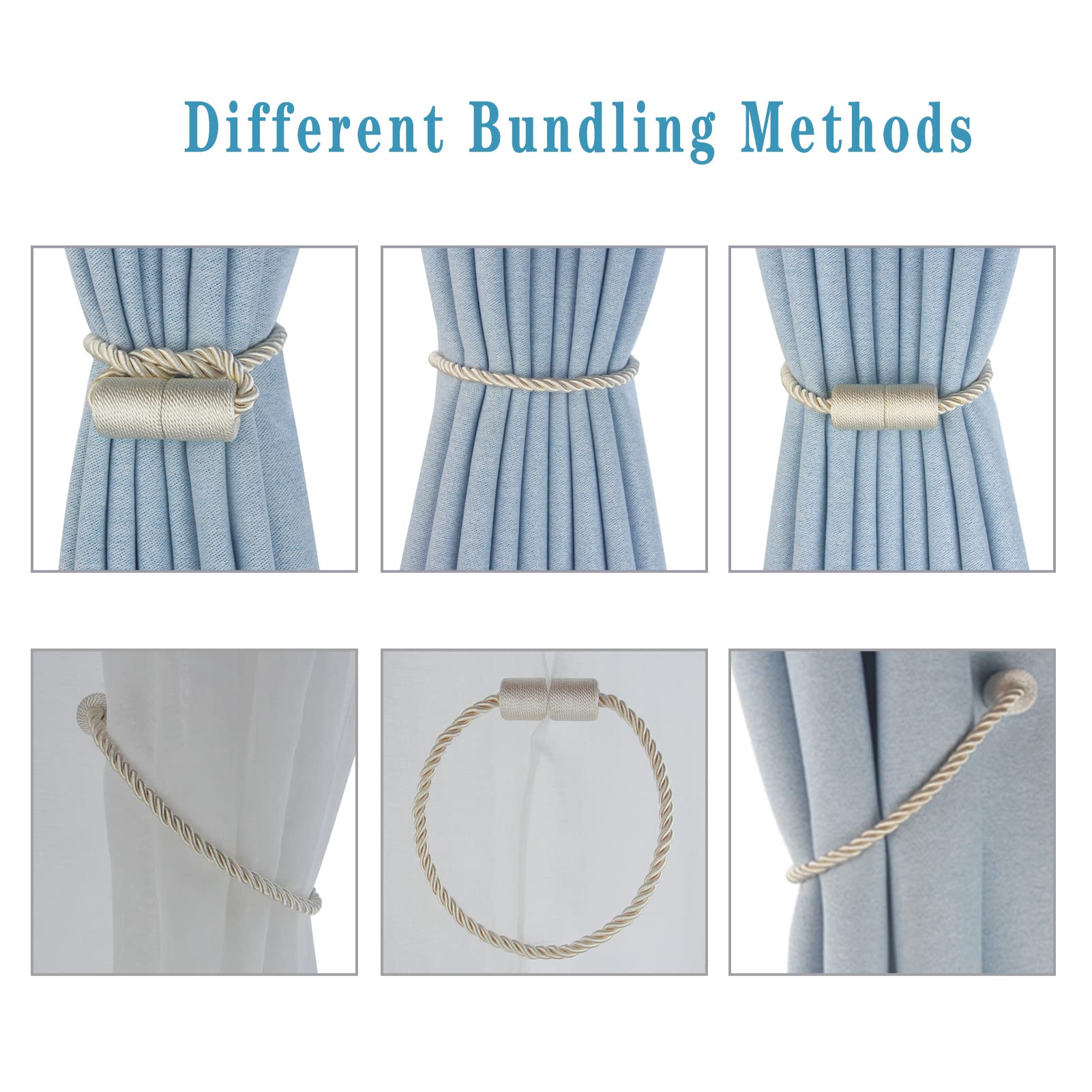 Magnetic Curtain Tiebacks Decorative Holdbacks Rope Tie Back Drapes Hangtty