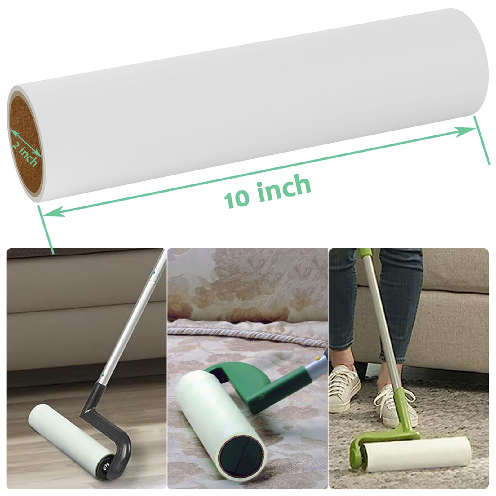 Large Lint Roller Refills 10 inch Wide Ultra Sticky Mega Roller Refills for Evercare Layers Smart Design Leo Cleaning Floor Roller for Removing Pet Hair (360 Count)
