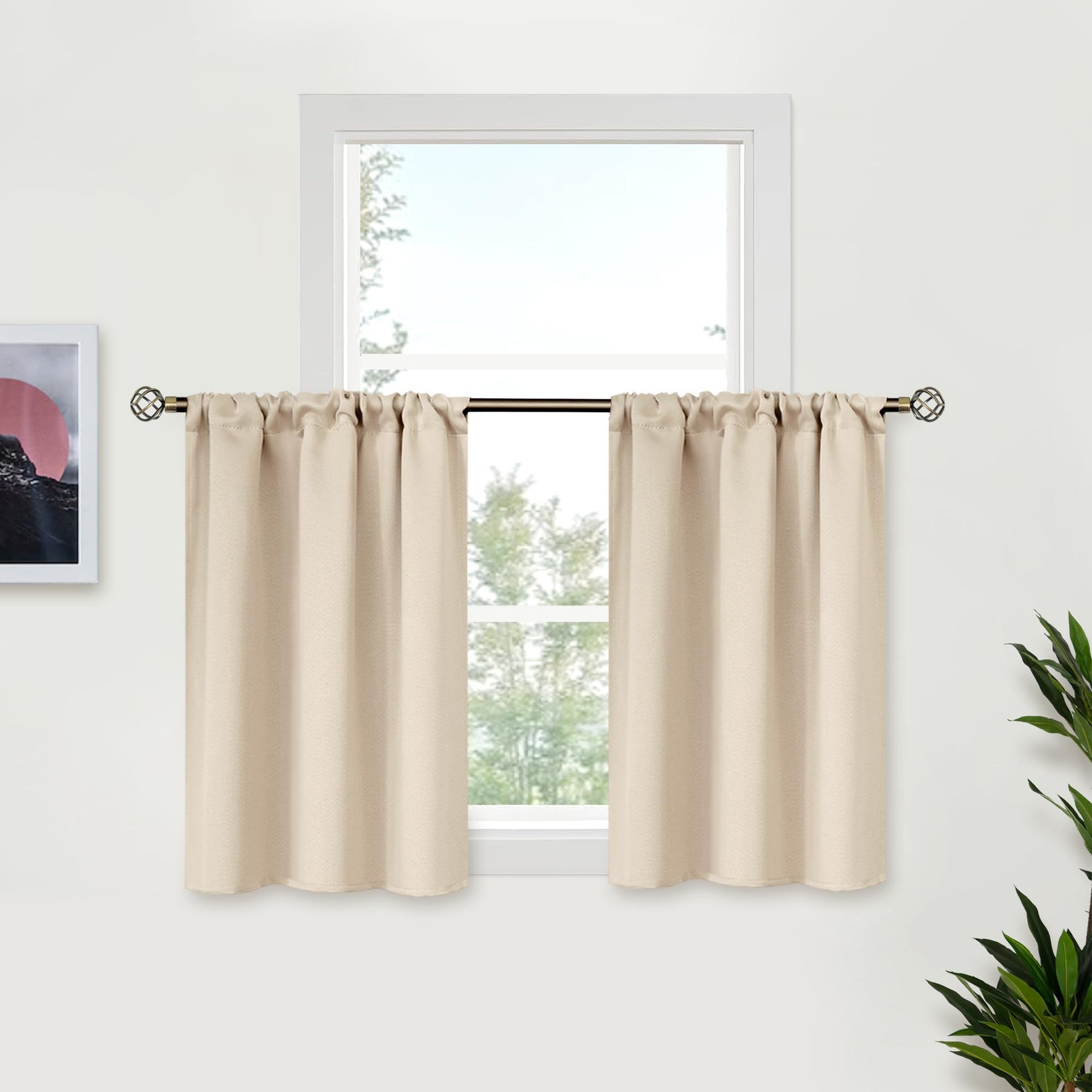 Champagne Cafe Curtains 36 Inch Length