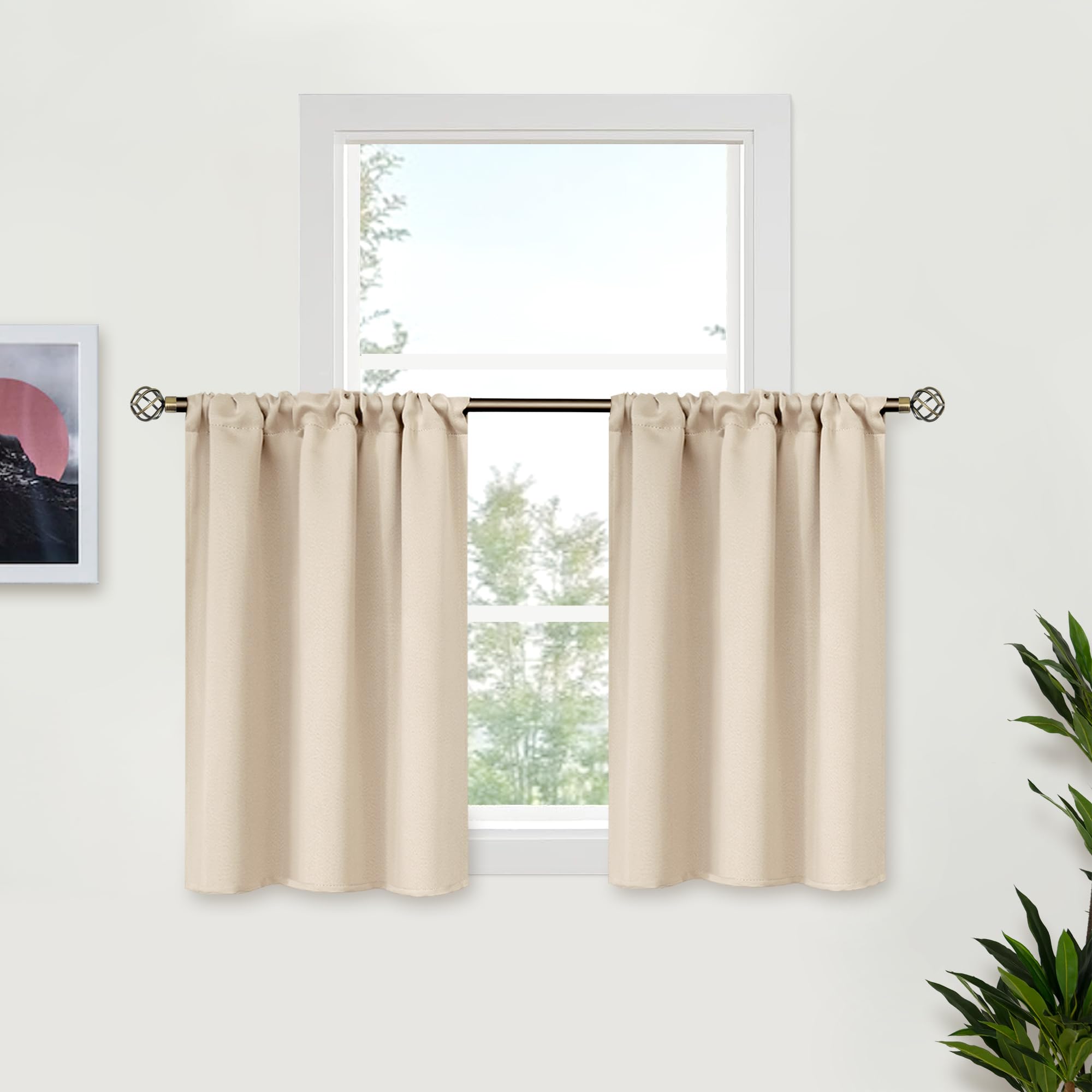 Champagne Cafe Curtains 36 Inch Length