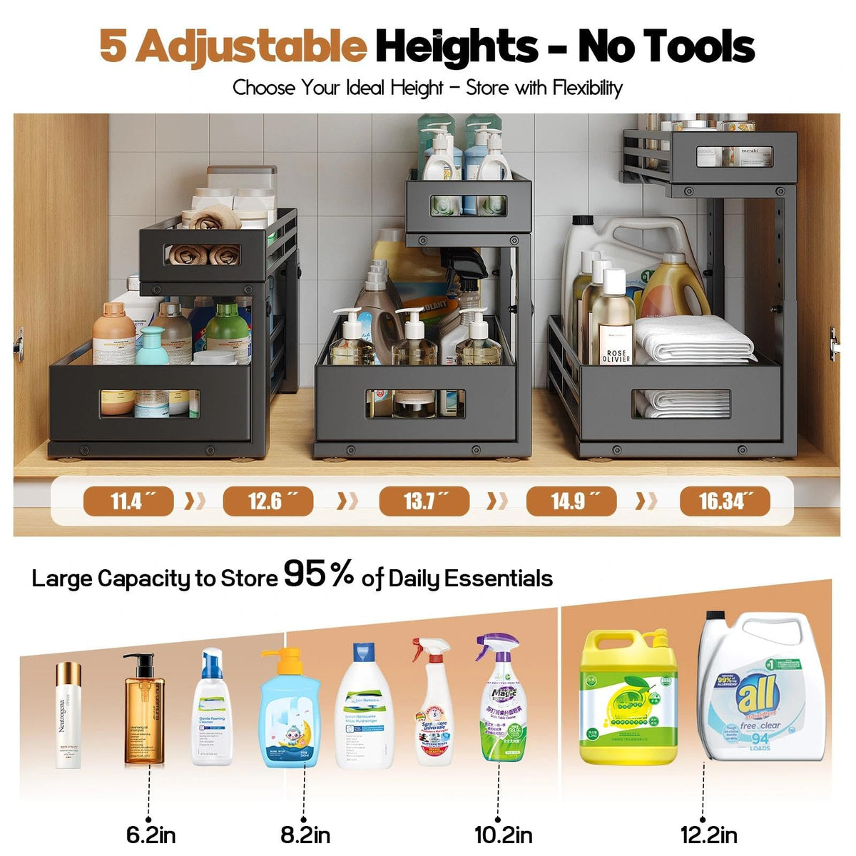 1 Pack Under Sink Organizers and Storage