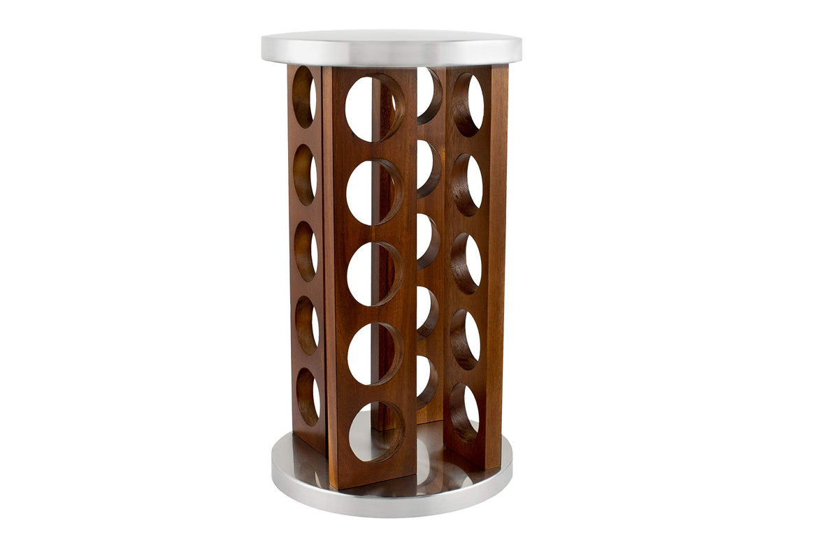 20 Jar Rotating Dark Acacia Wood Spice Rack with Spices Included & 5