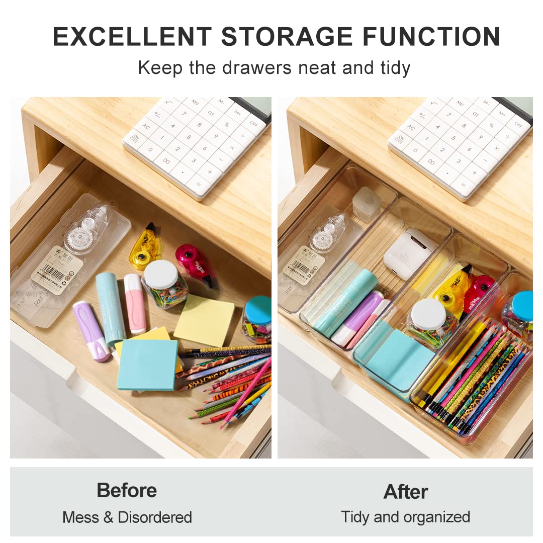 8 Pack Clear Plastic Drawer Organizers Set
