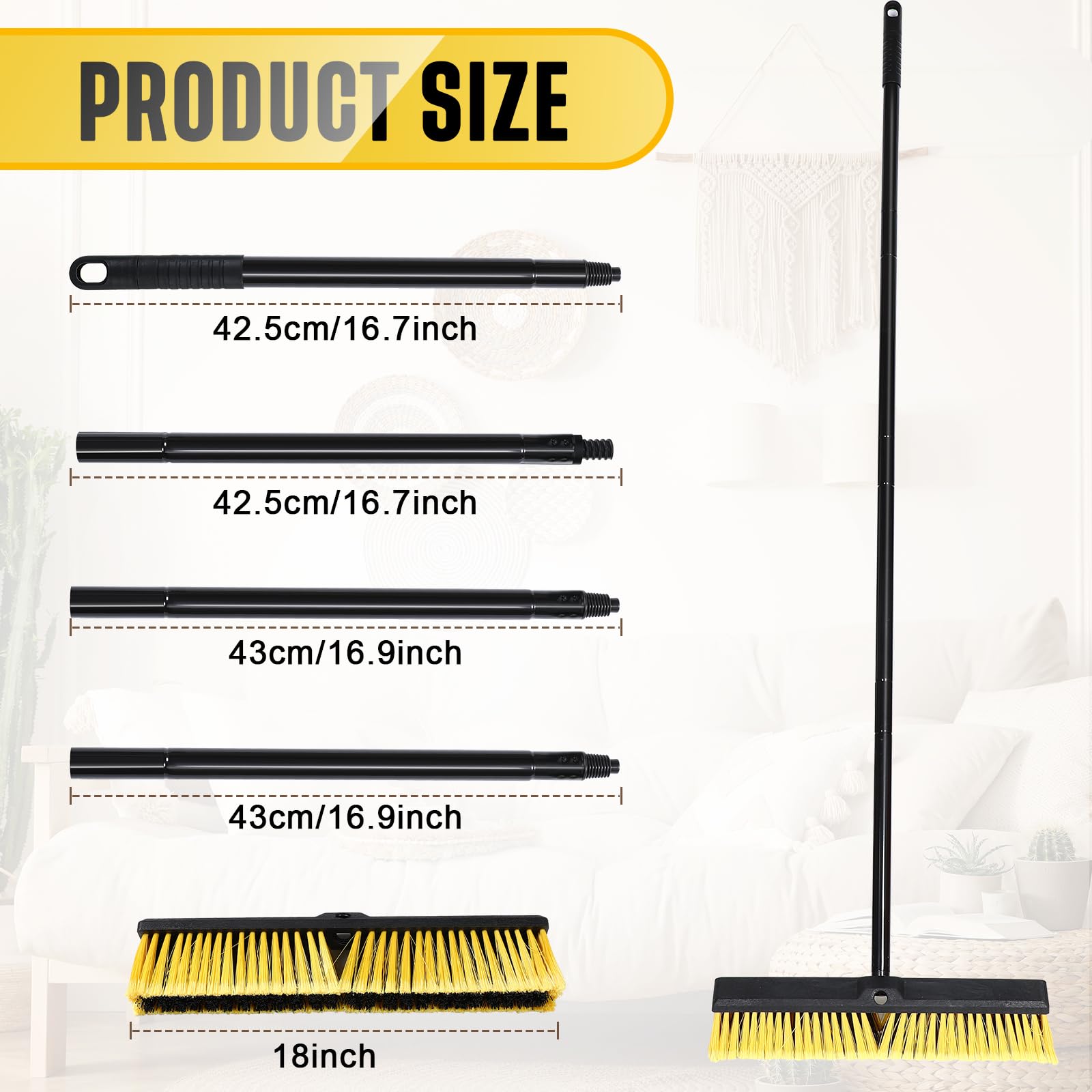 6 Pack 18 Inches Push Broom Outdoor