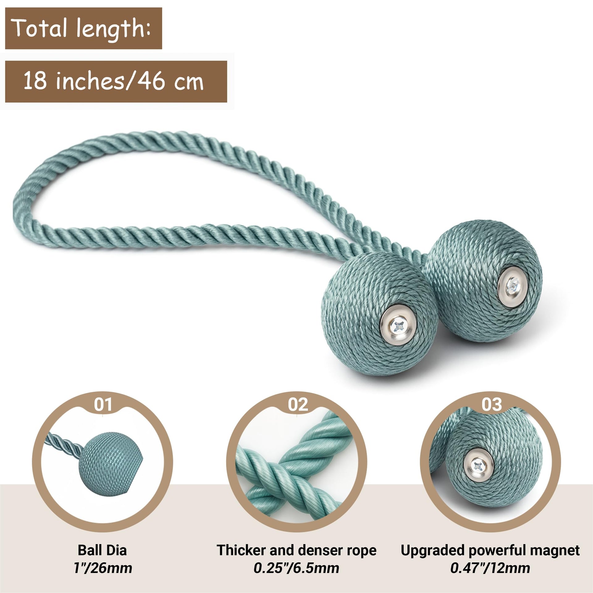 Magnetic Curtain Tiebacks Blue 2pcs (2 Count)