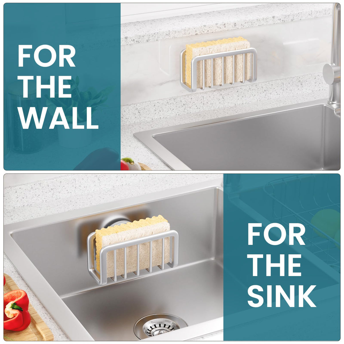 Rustproof Sponge Holder for Kitchen Sink with Suction Cup