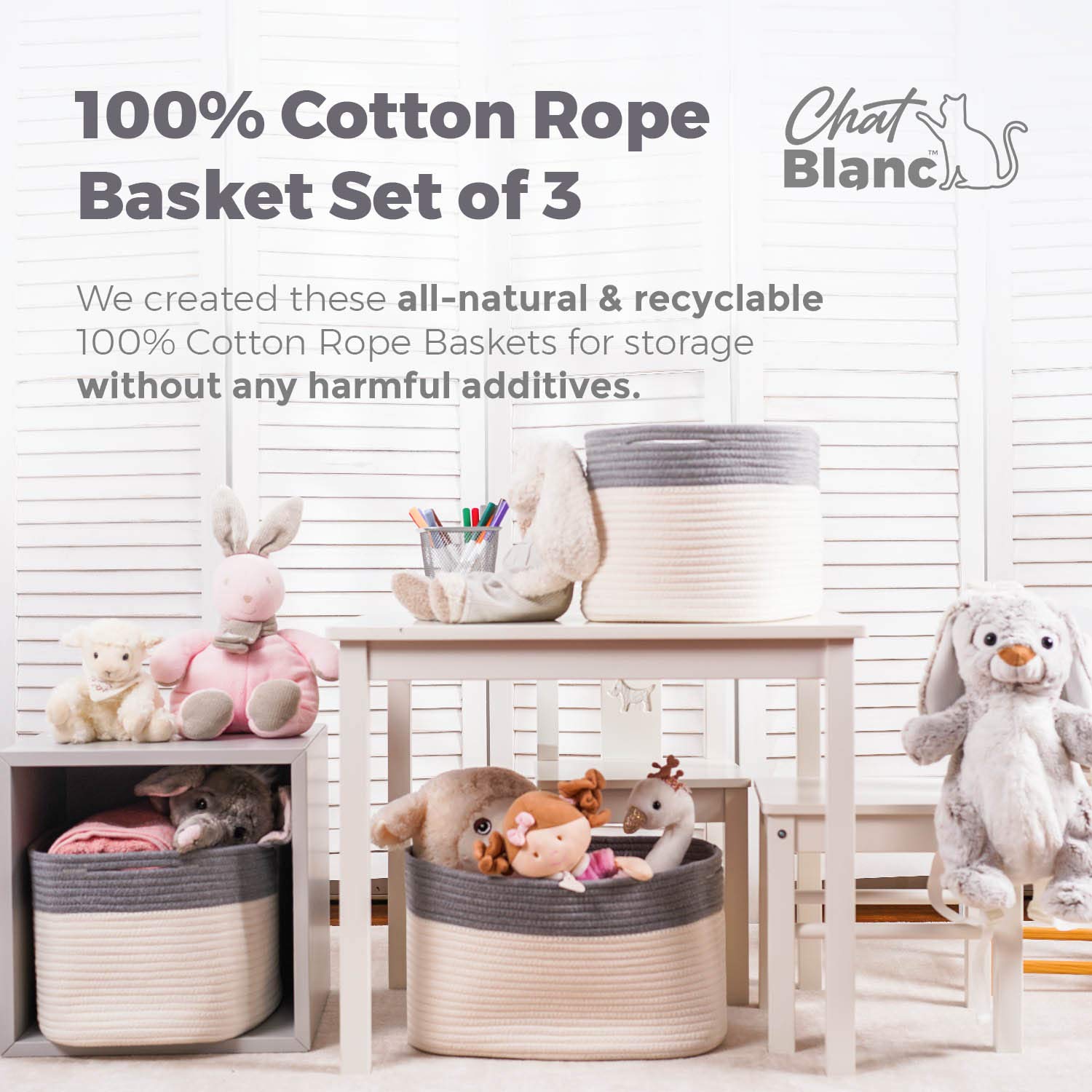 Cotton Rope Baskets for Organizing (3 Count)