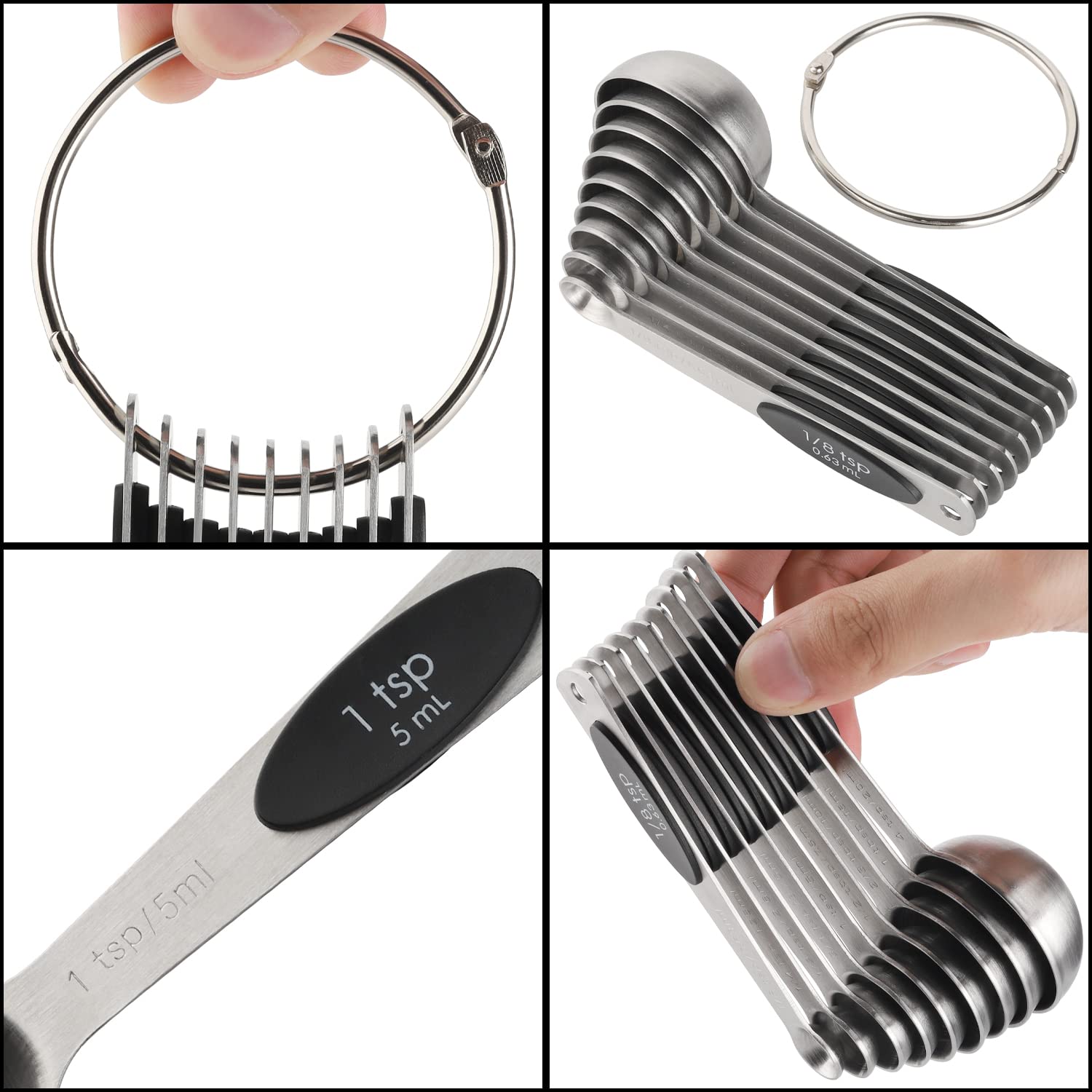 Magnetic Measuring Spoons Set of 9 Stainless Steel Measuring Spoons
