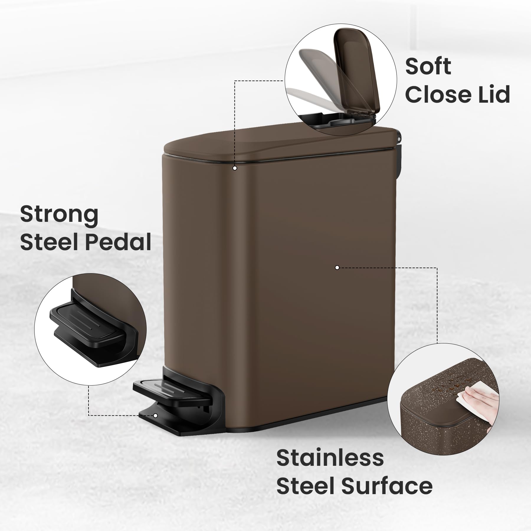 Small Bathroom Trash Can with Lid