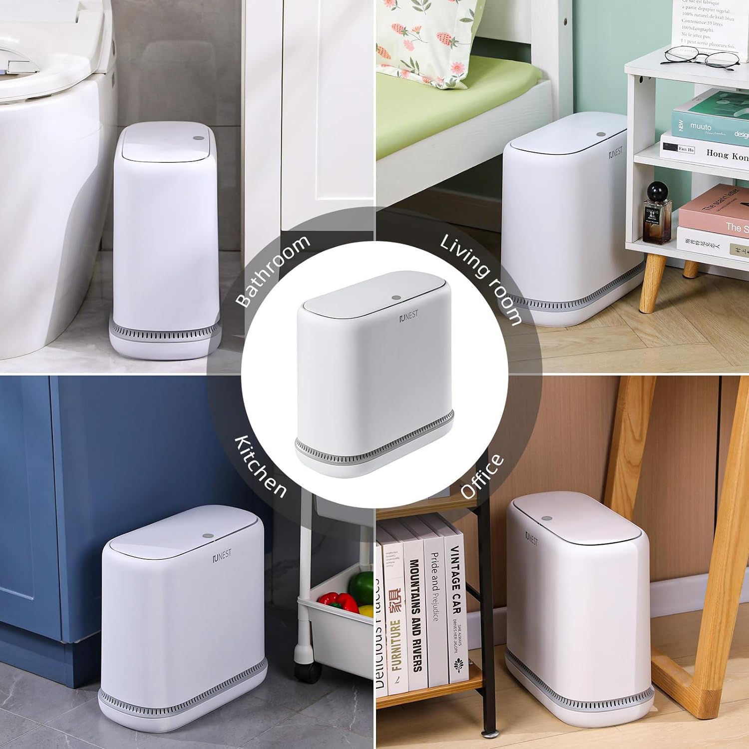 3.3 Gallon Bathroom Trash Can with Push Lid