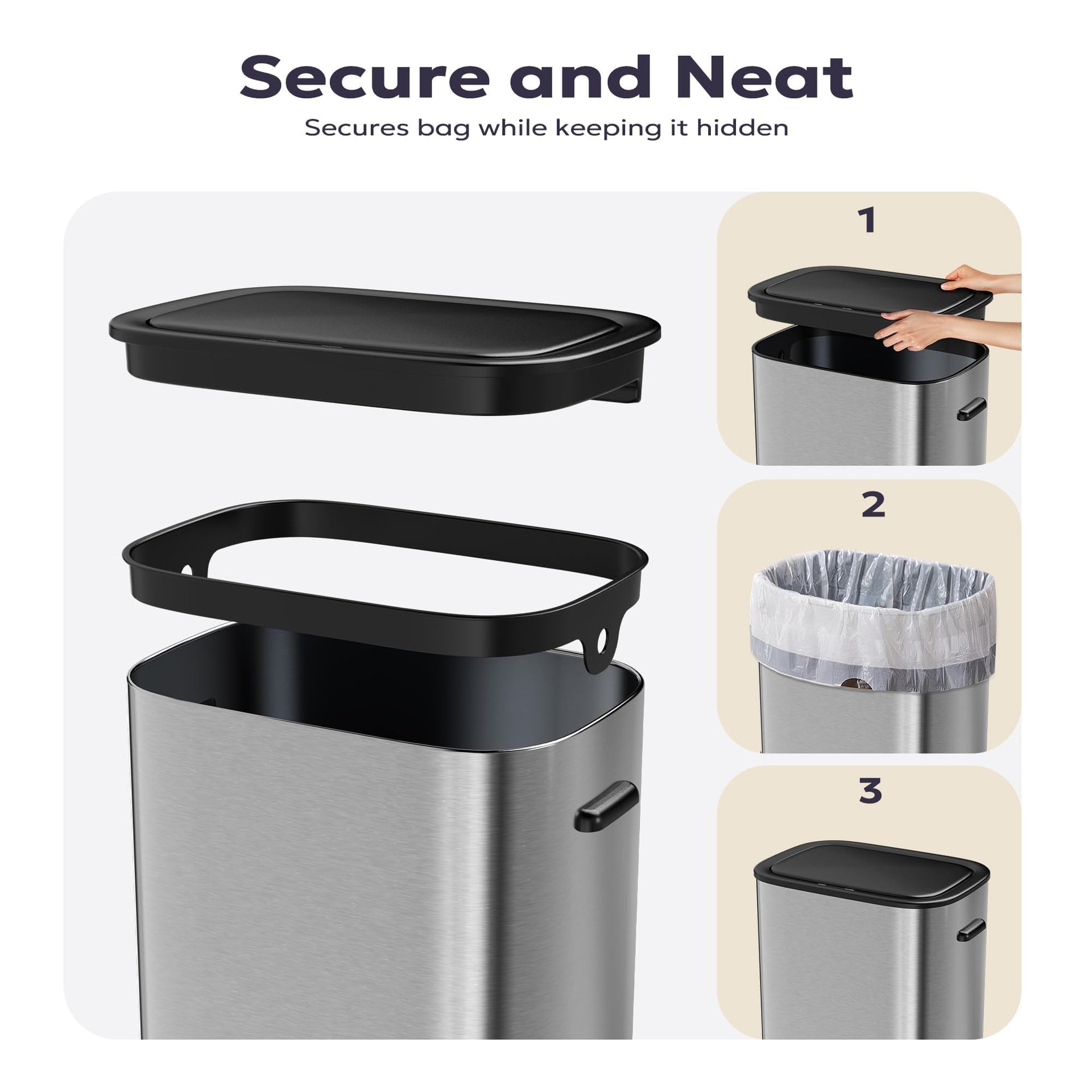 16 Gallon 60L Kitchen Trash Can
