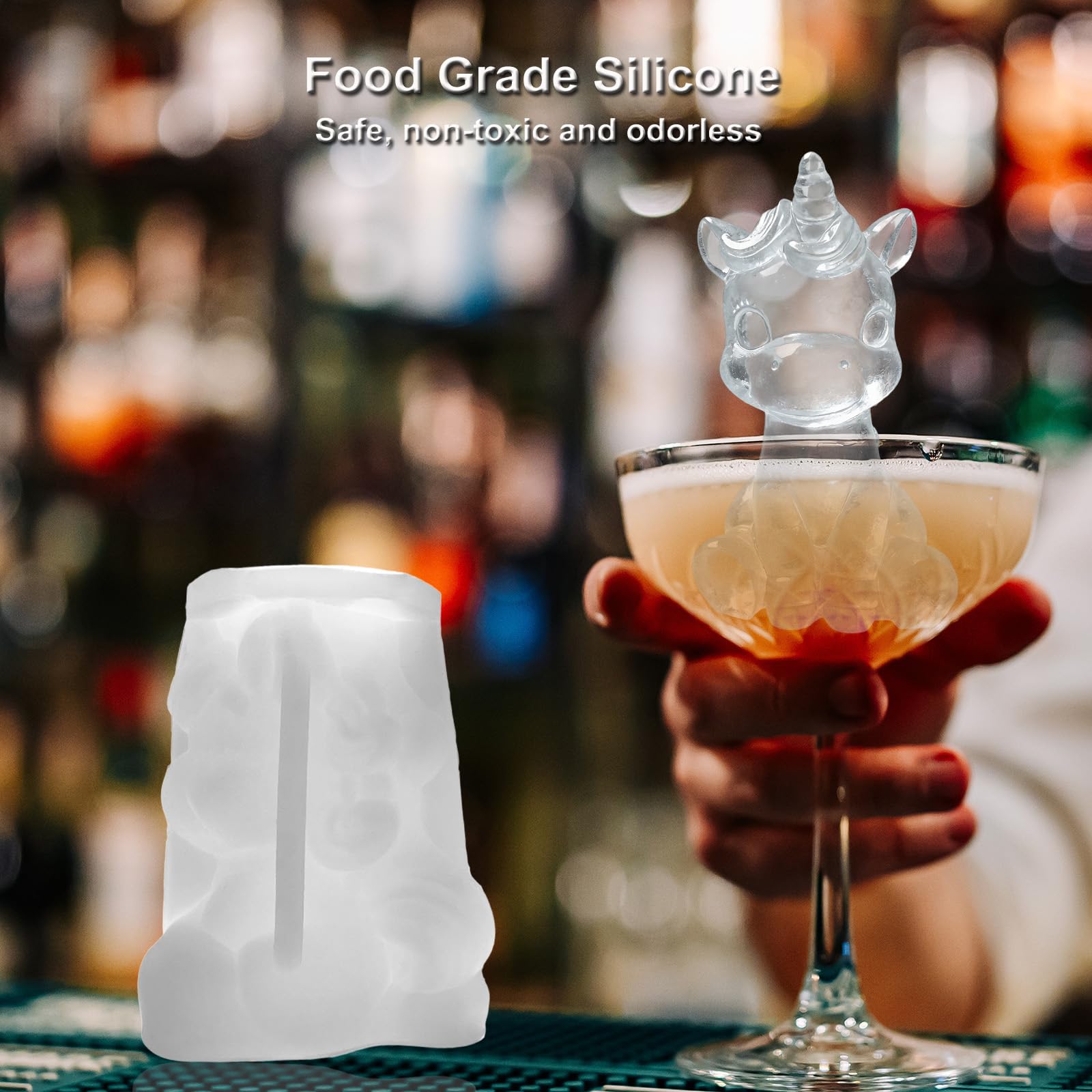 3D Unicorn Ice Cube Silicone Molds Tray for Whiskey (2 Count)