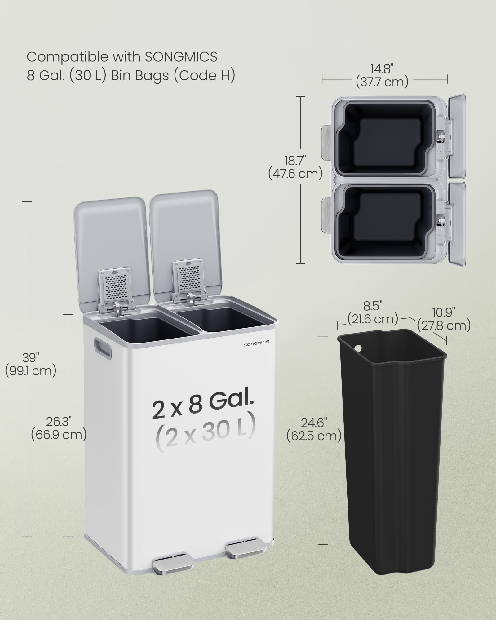 Trash Can 2 x 8 Gallon