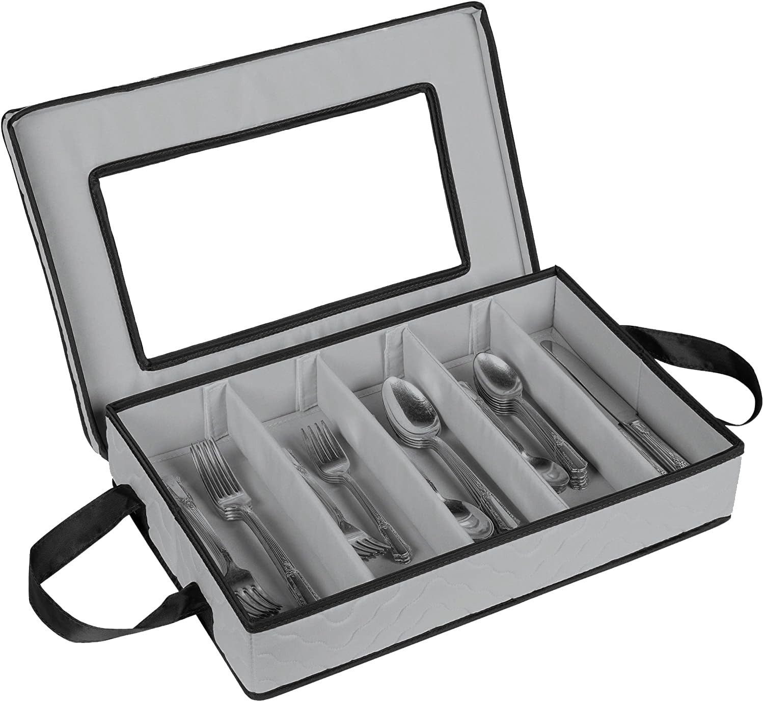 Flatware Storage Case 5 Compartments Silverware Container Box