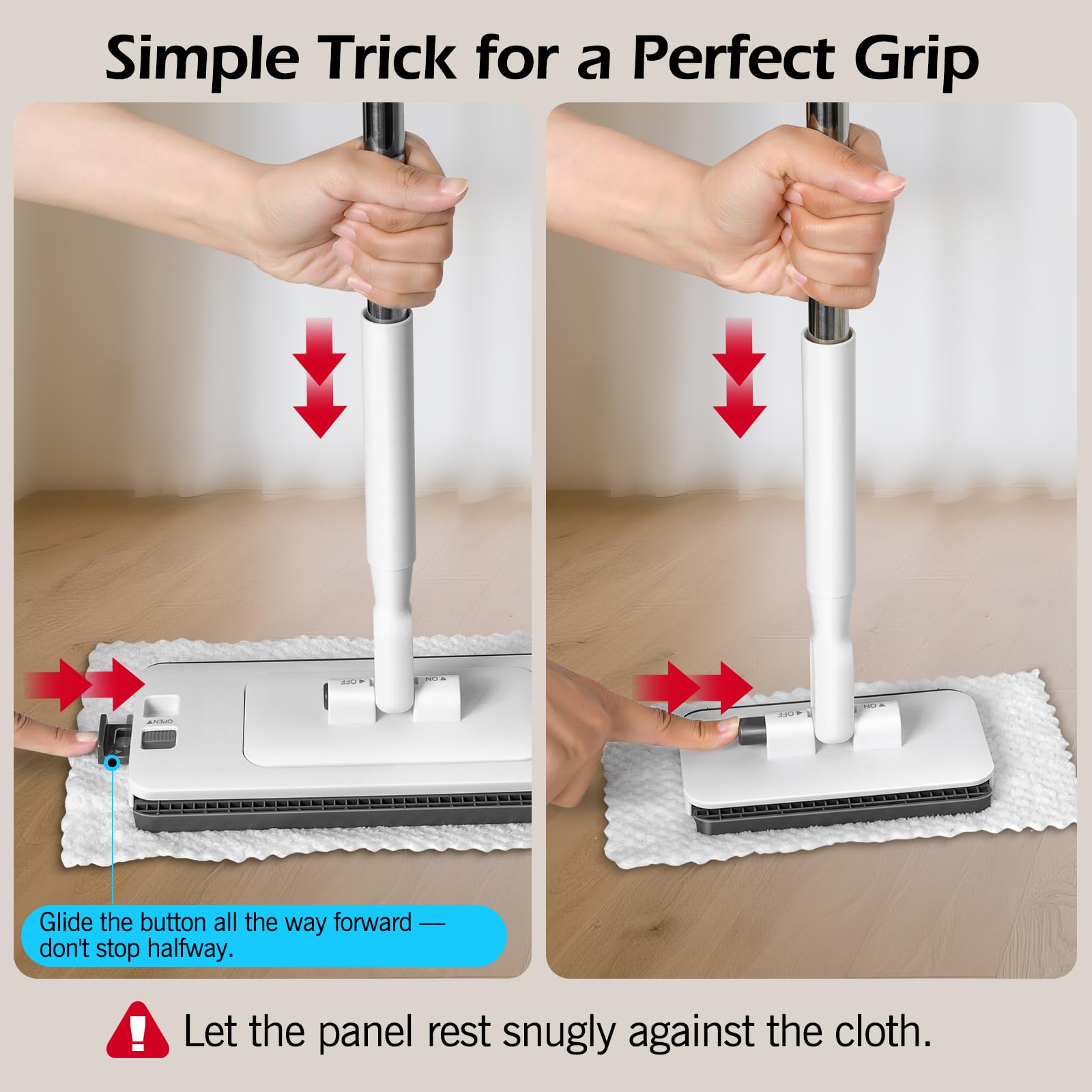 2-in-1 Hands Free Flat Mop,Disposable Dust Mop with 47" Long Handle