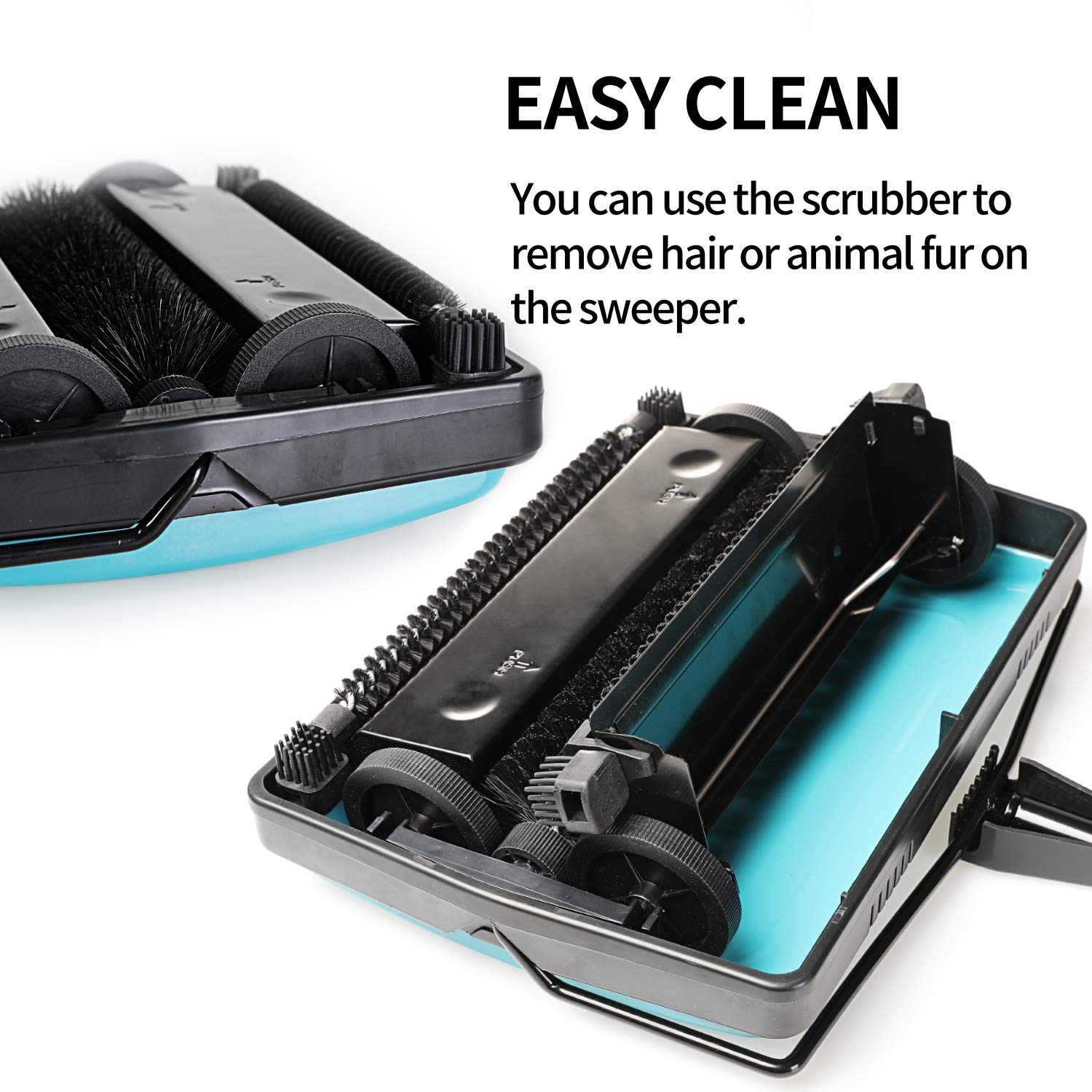 Carpet Sweeper Cleaner Manual Household Sweeper Lightweight Blue