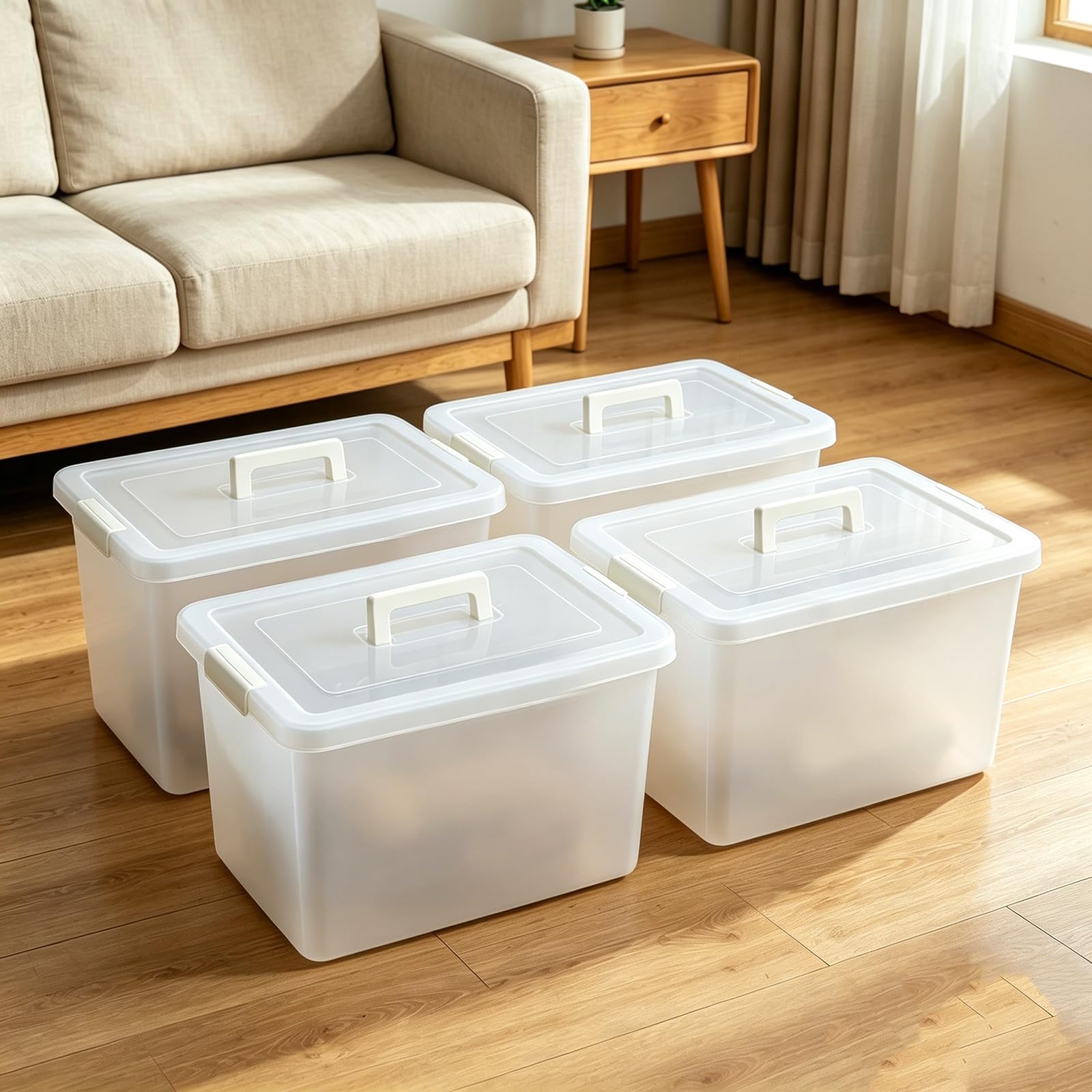 Stackable Plastic Storage Bins with Lids
