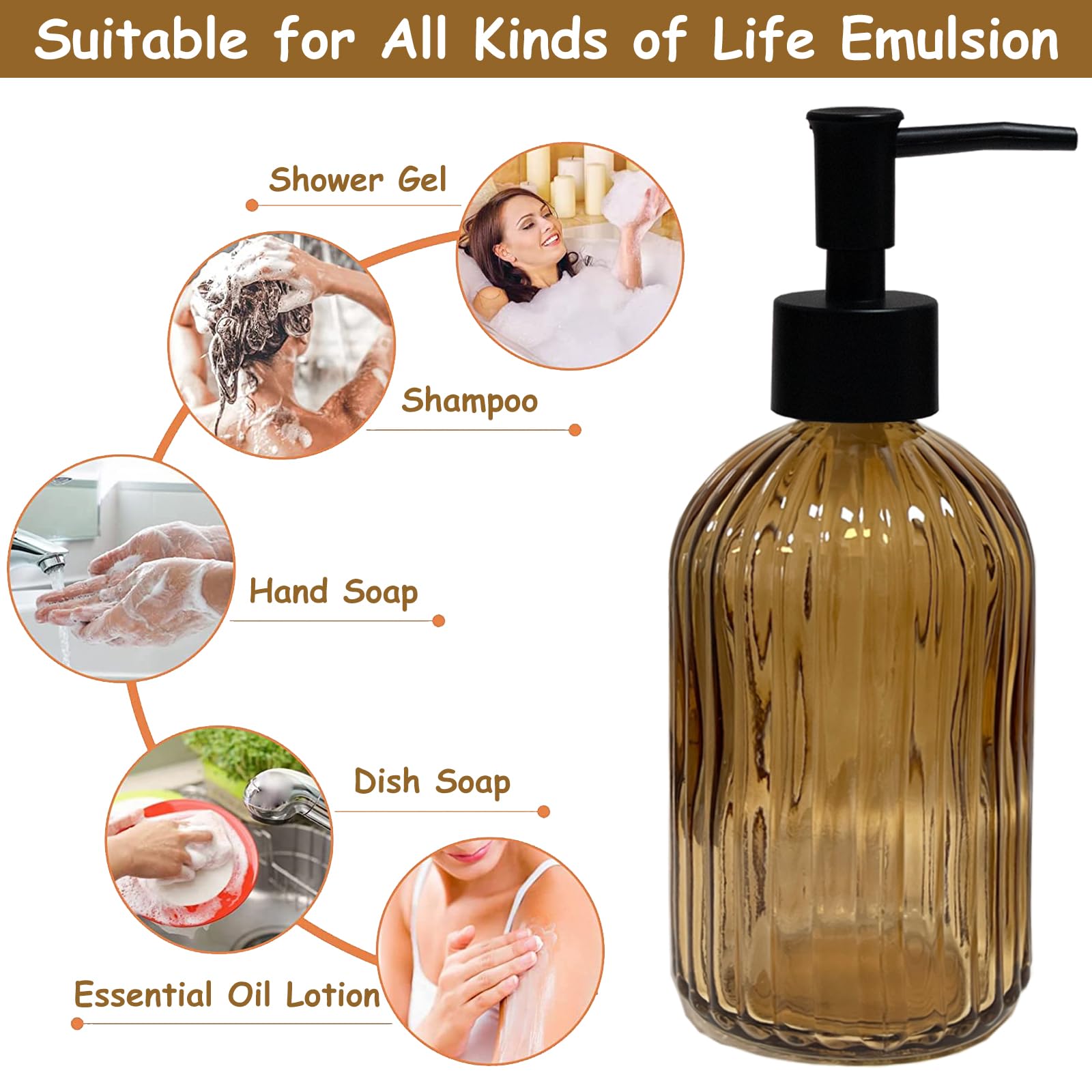 Black Pump Glass Soap Dispenser