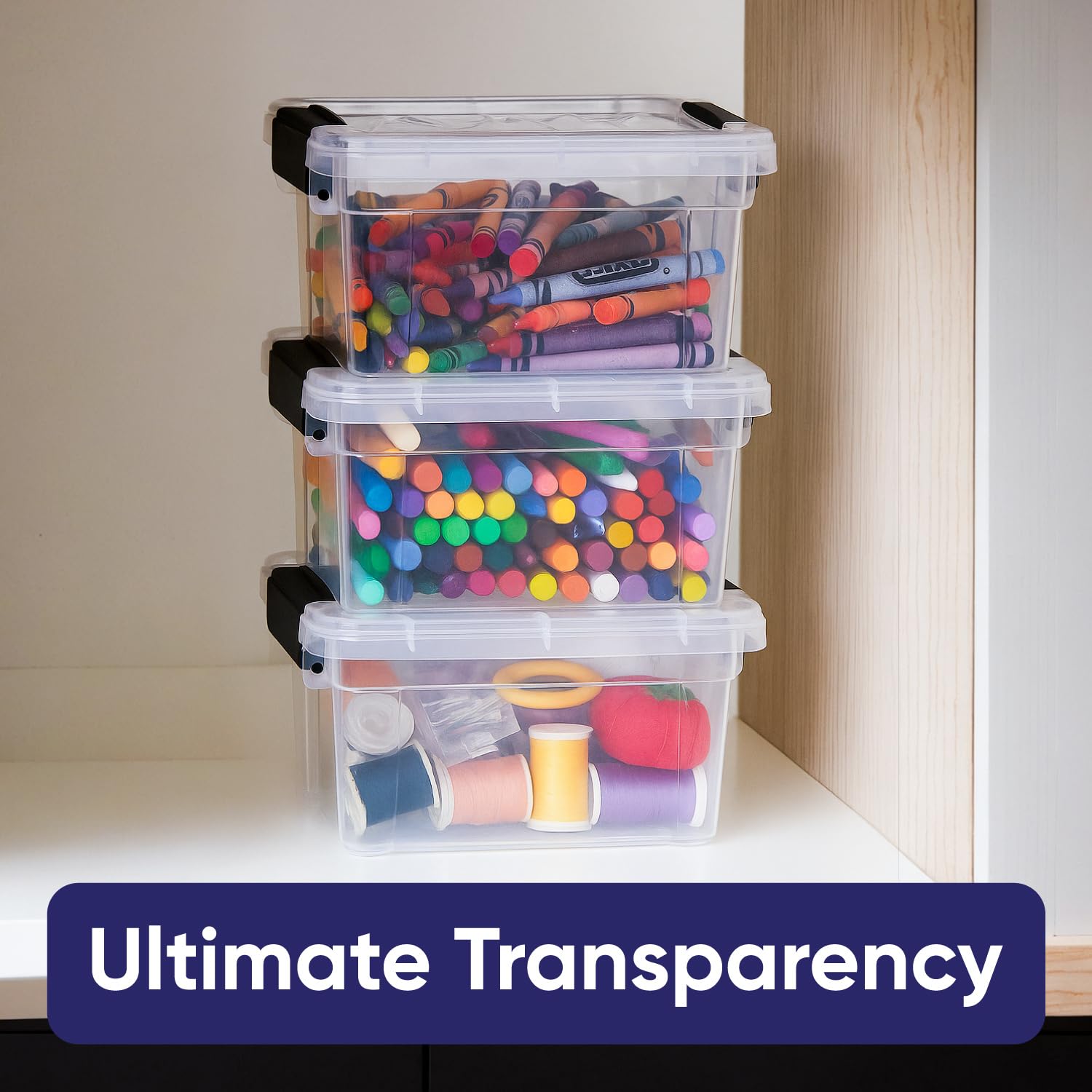 1.4 Quart Mini Clear Plastic Storage Container with Lid (2 Count)