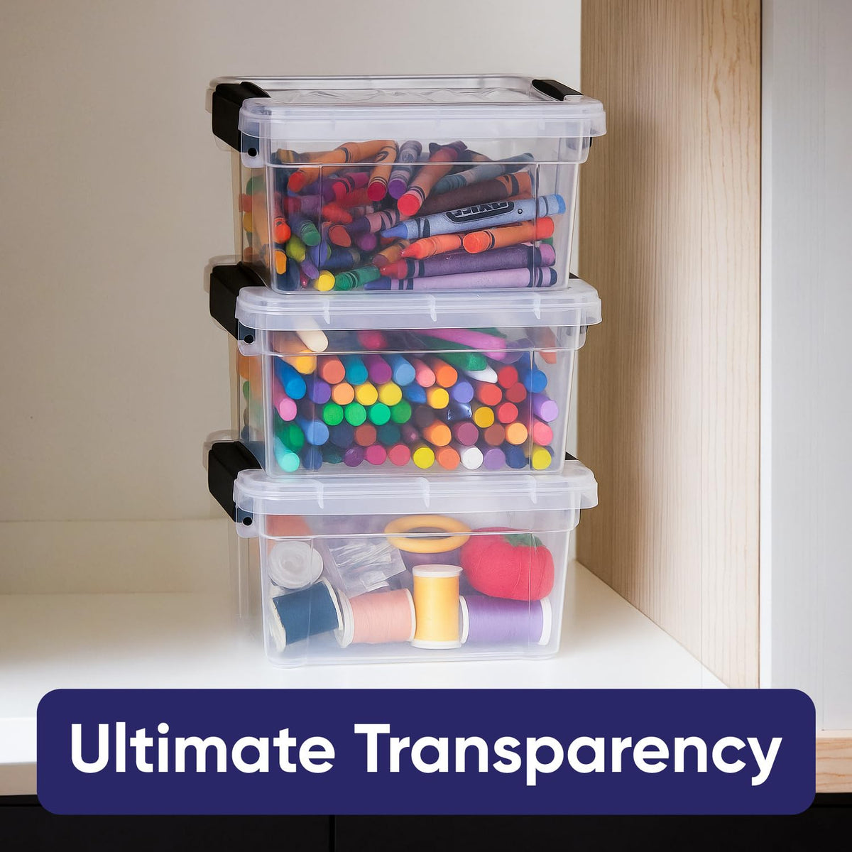 1.4 Quart Mini Clear Plastic Storage Container with Lid (3 Count)