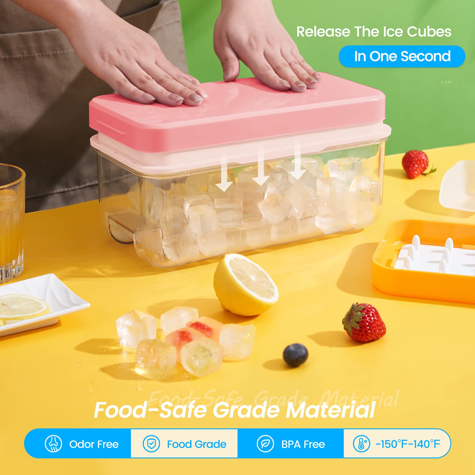 1" Ice Cube Tray with Lid and Bin