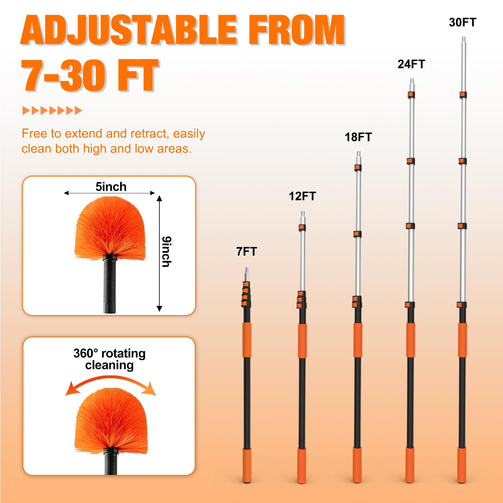 30FT Cobweb Duster with Extension Pole