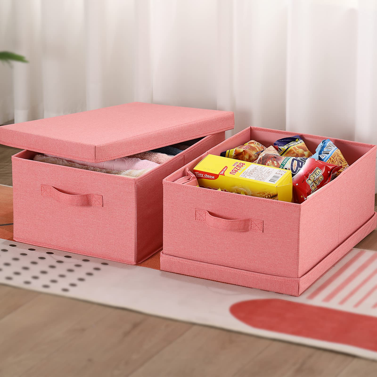 Linen Foldable Storage Bins with Lids (2 Count)