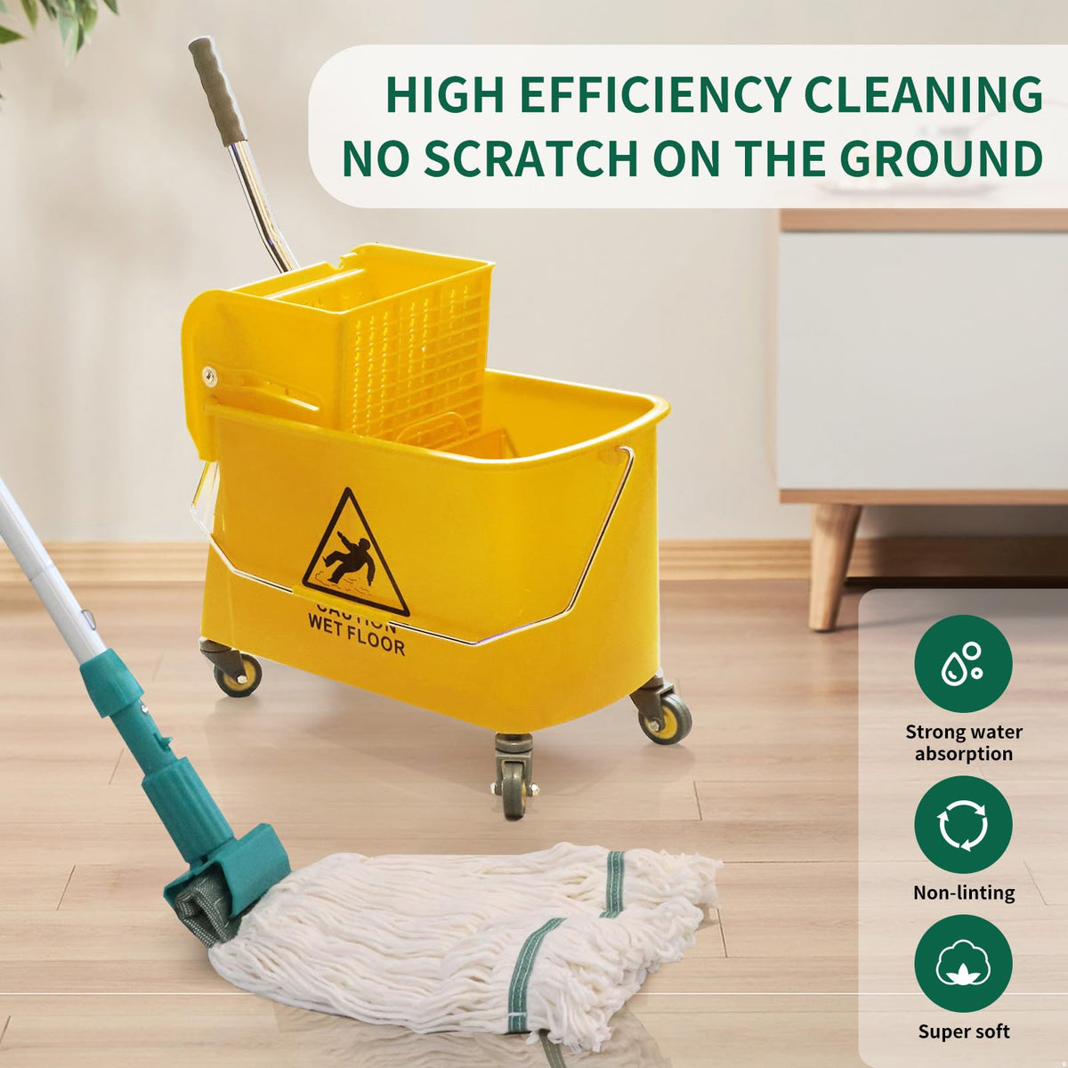 22 Quart Wheeled Mop Bucket with Press Wringer (2 Count)
