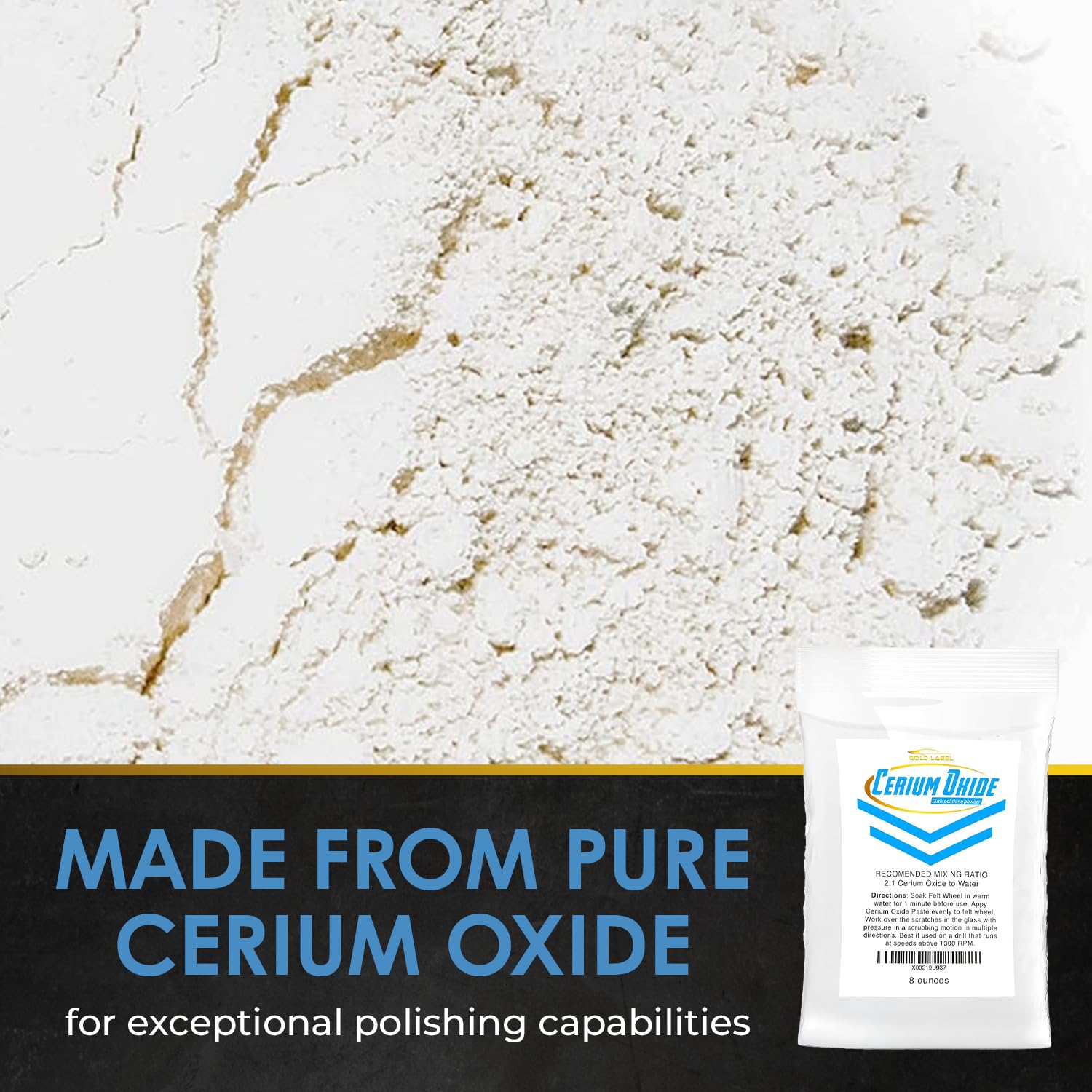 Optical Grade Cerium Oxide 8oz Glass Repair Powder (8 Ounce)