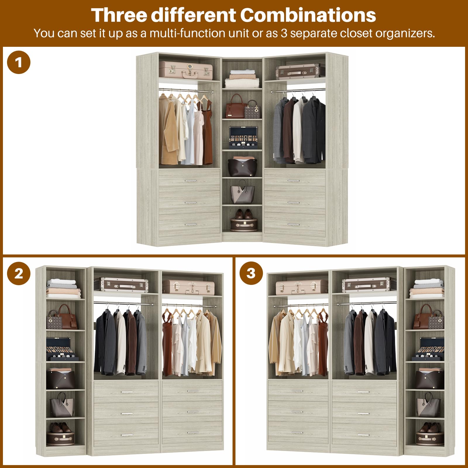Closet System with 6 Drawers & 10 Shelves