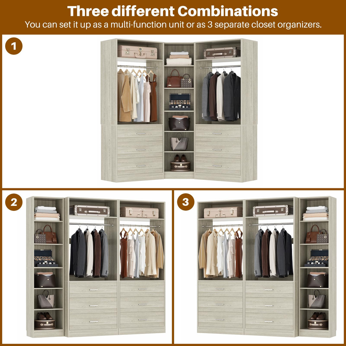 Closet System with 6 Drawers & 10 Shelves