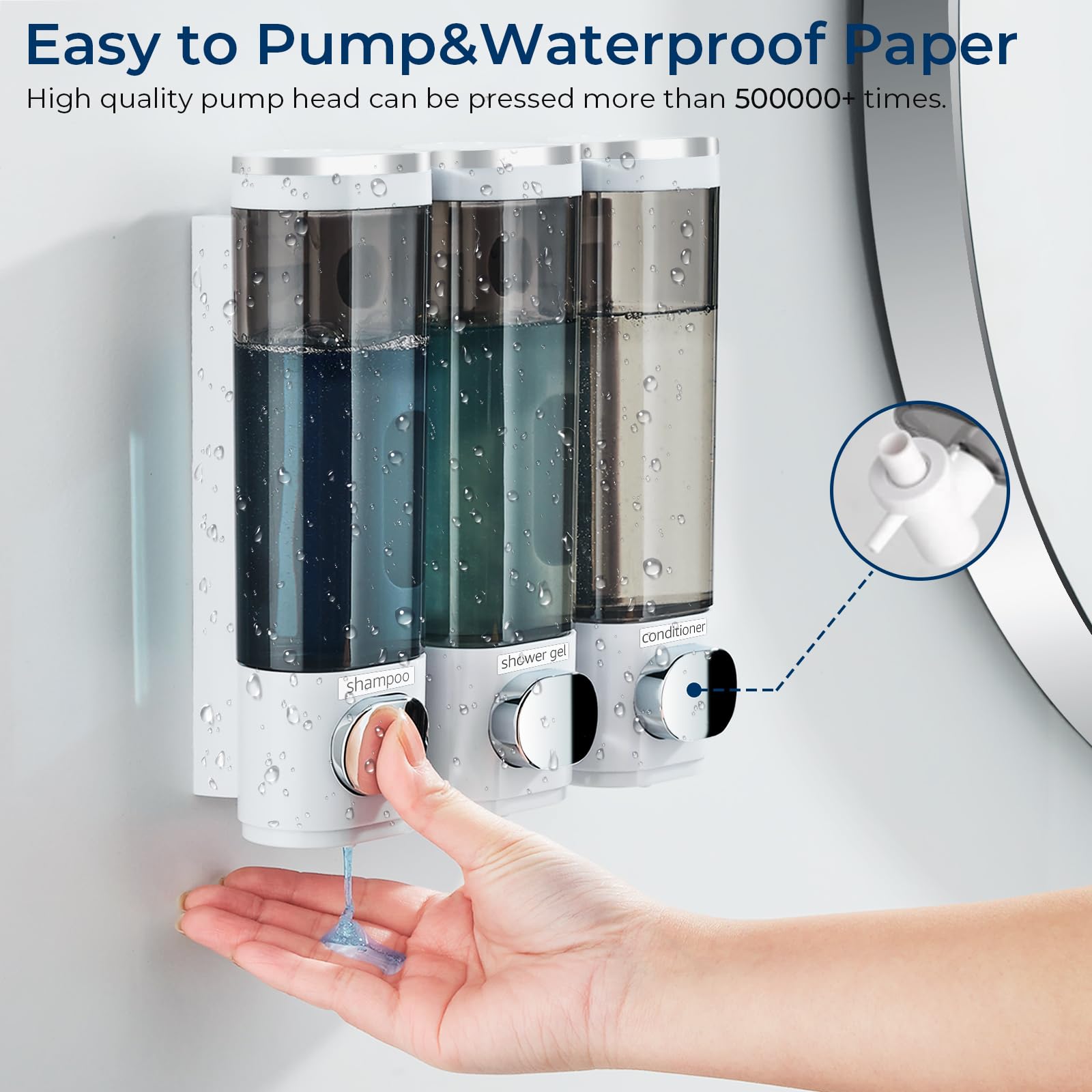 Shower Soap Dispenser No Drill 3 Chamber*300ML